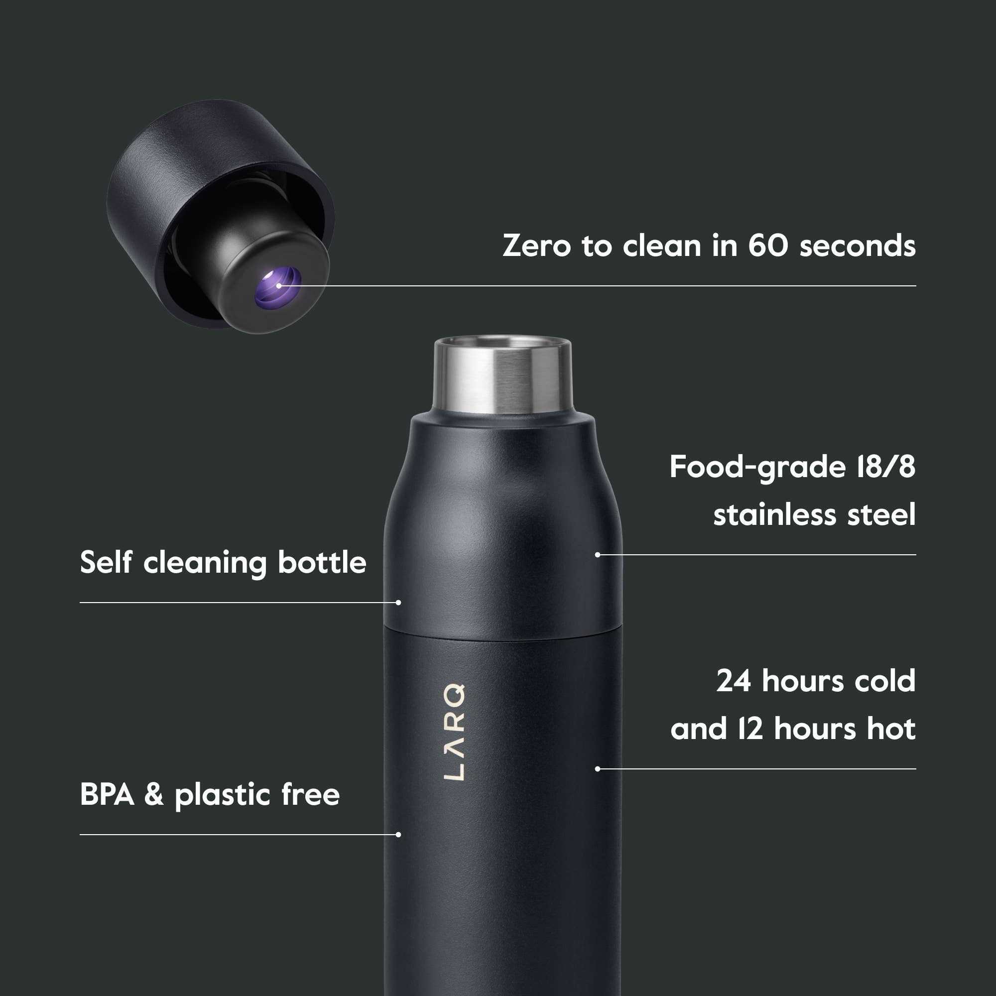 Self-Cleaning Water Bottle 17oz. - Obsidian Blac