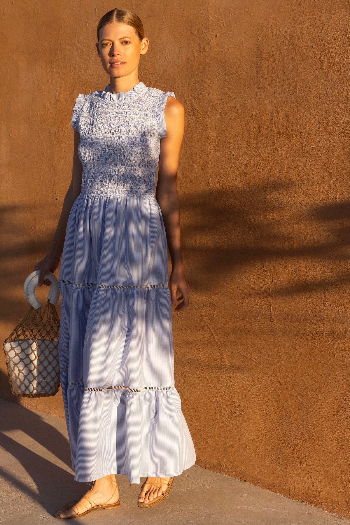 Sleeveless Smocked Maxi - Chatham Blue