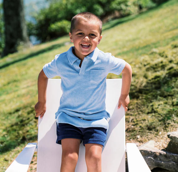 Boy's Light Blue French Terry Polo Shirt