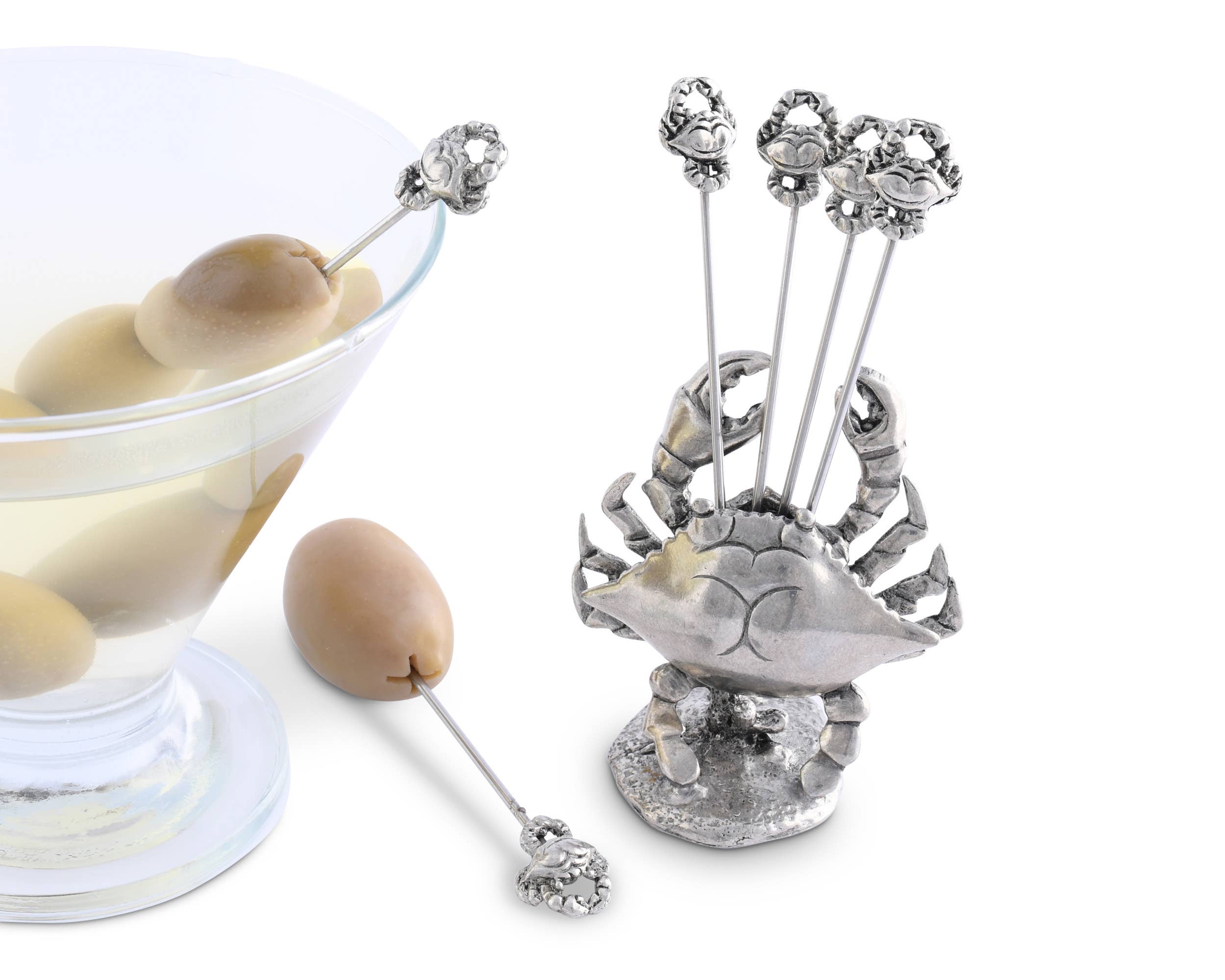 Pewter Cheese Pick Set - Blue Crab