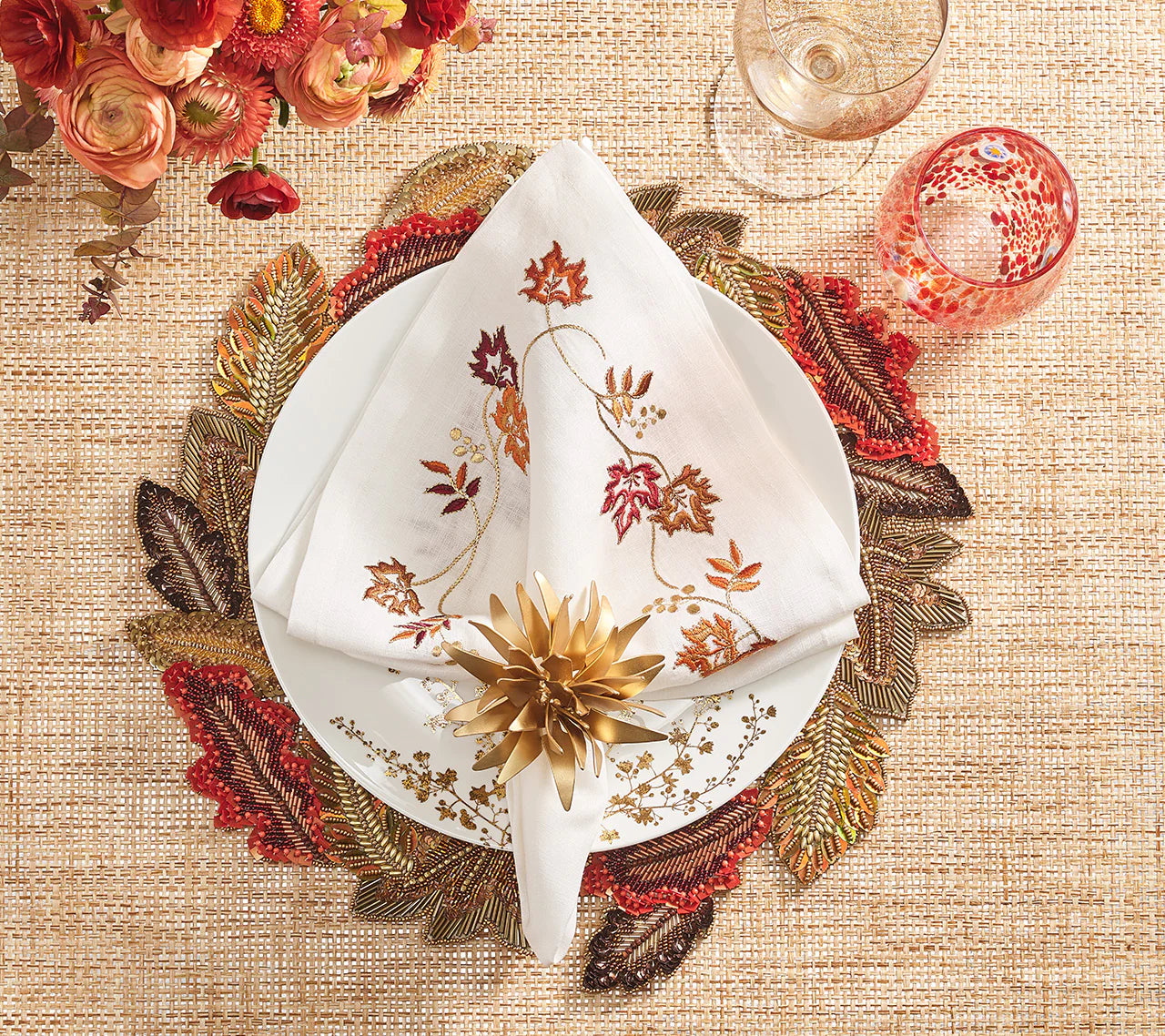 Fall Frolics Napkin Set/4 - White & Multi