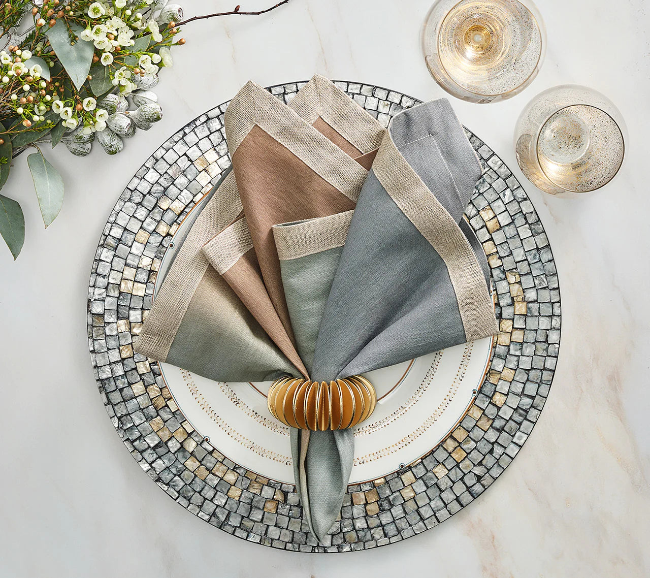 Dip Dye Napkin Set/4 - Beige, Taupe & Grey
