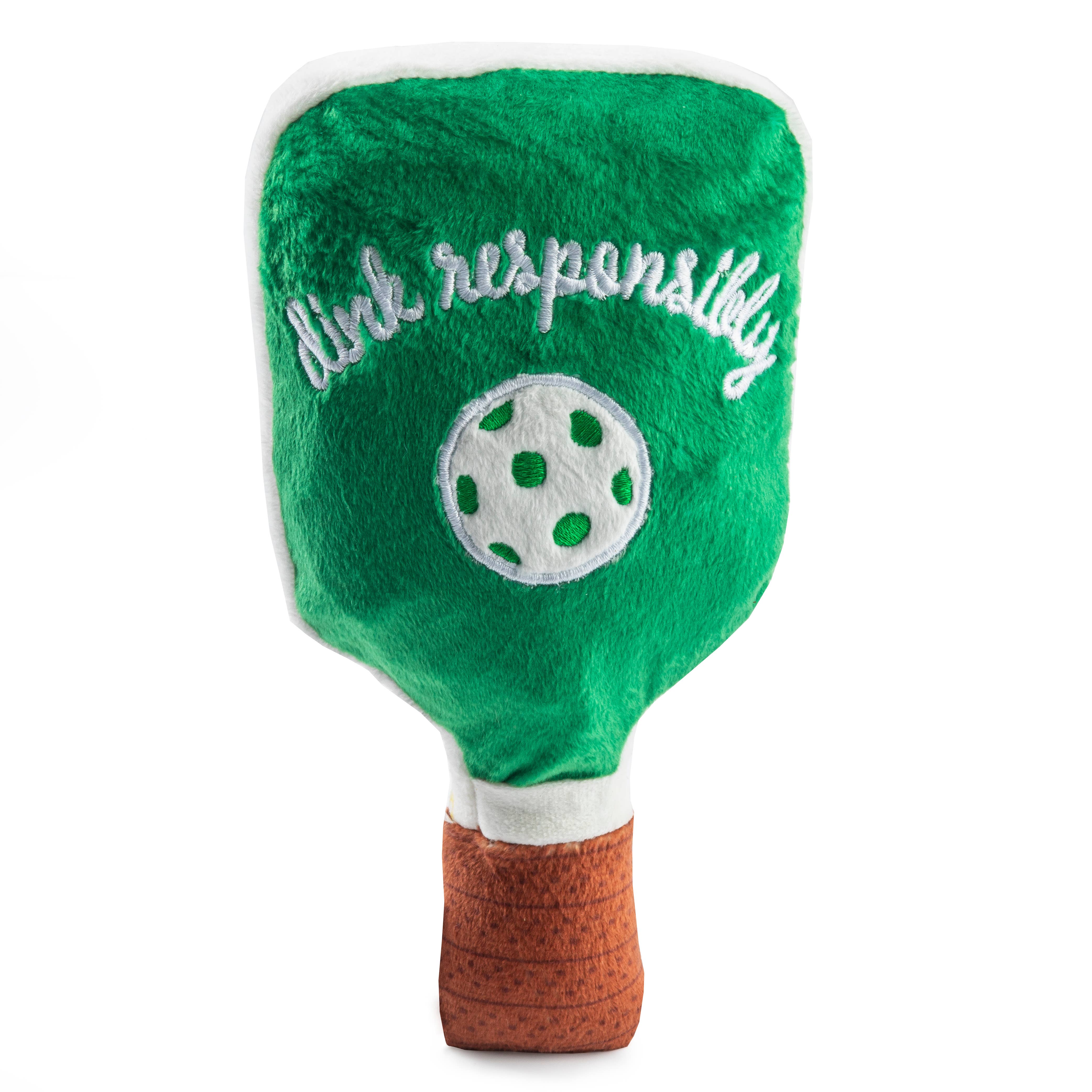 Green Stripe Pickleball Paddle Squeaker Dog Toy