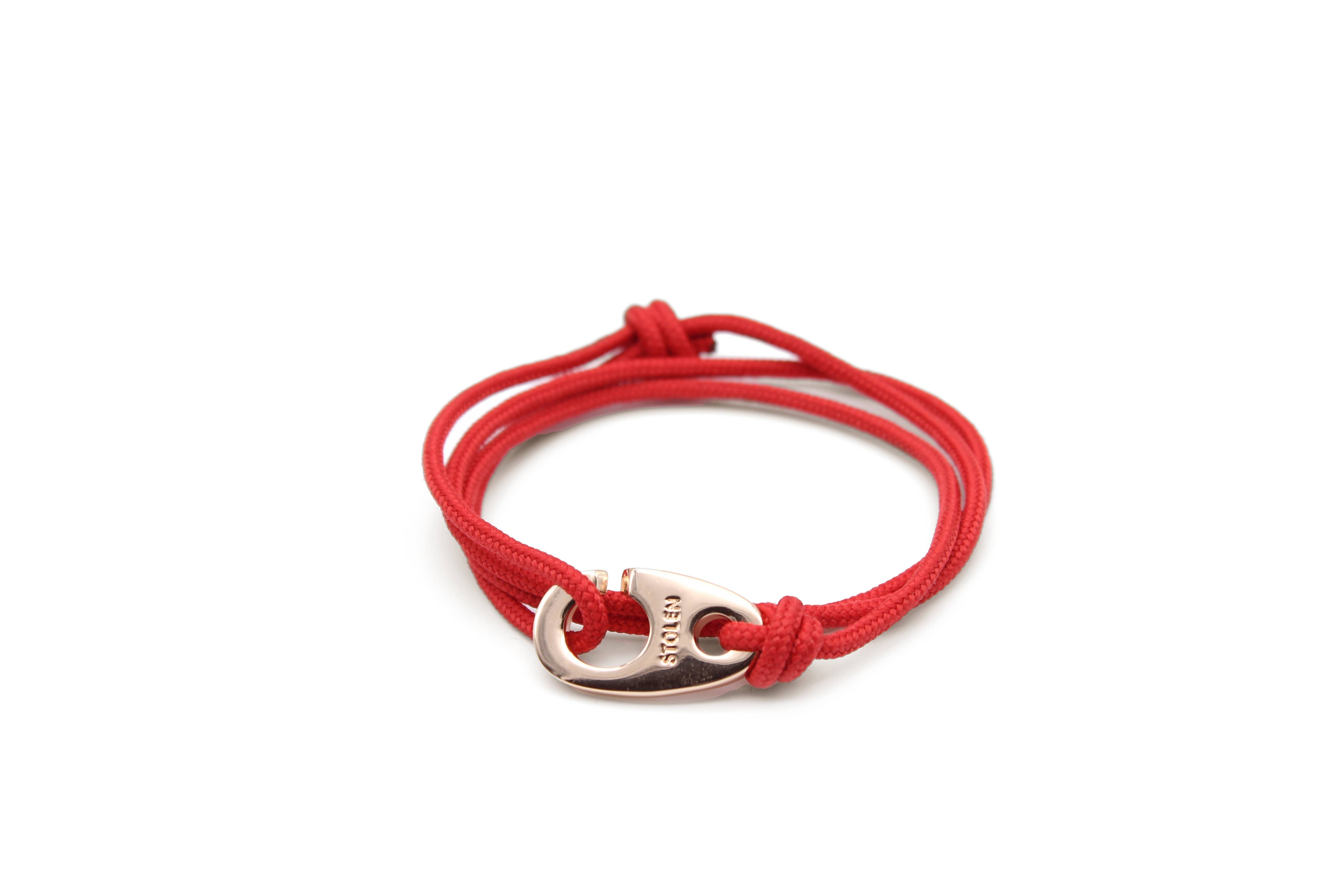 Portsalon Red Bracelet with Gold Brummel Hook