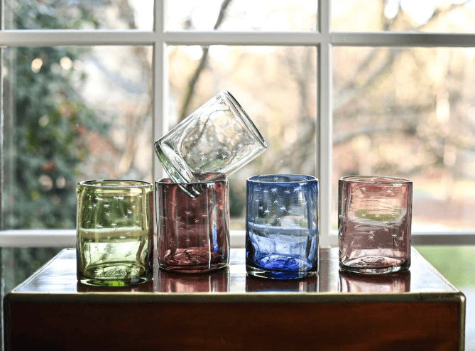 Starry Night Rocks Glass Set of 4 - Citron