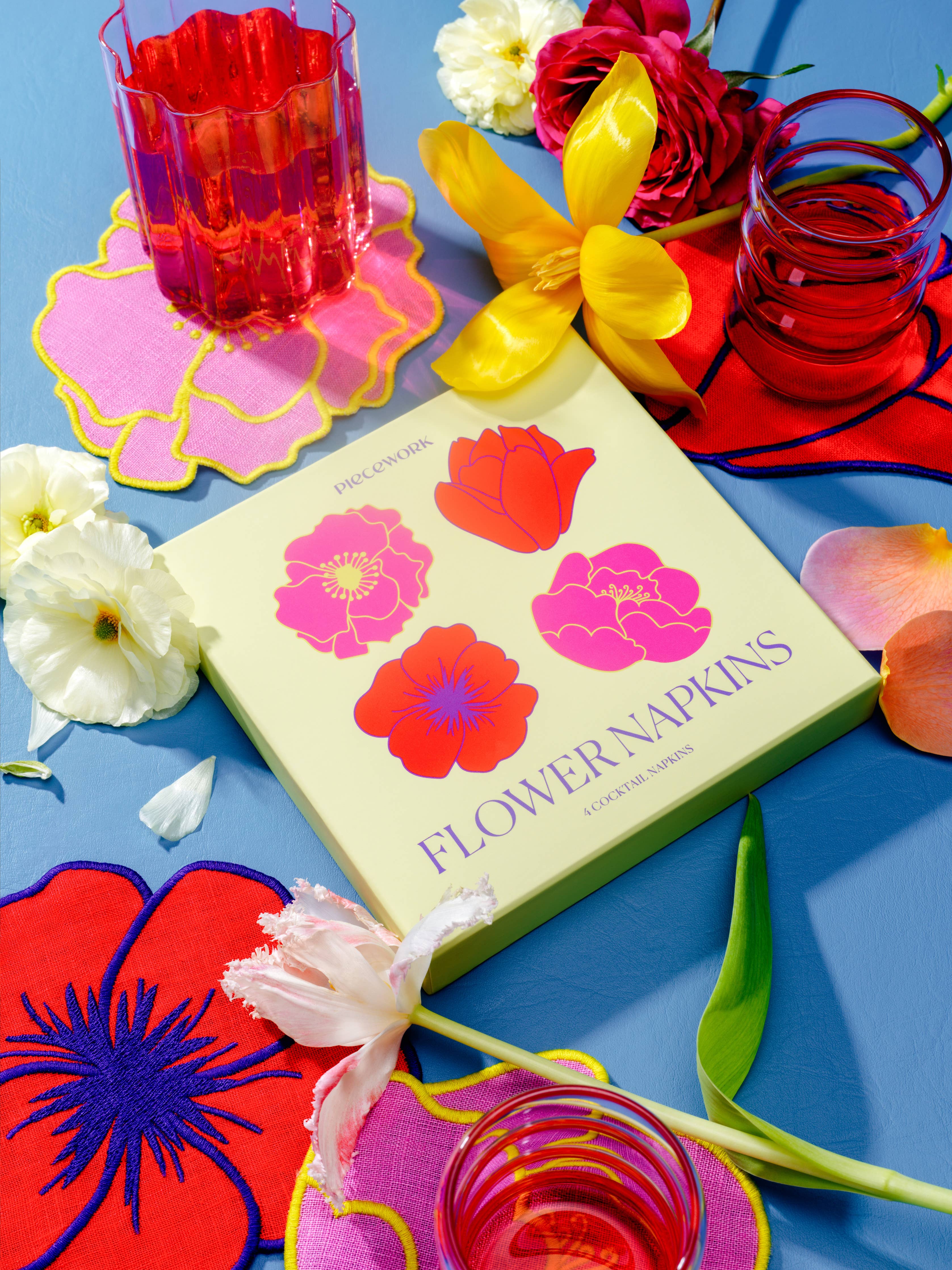 Cocktail Napkins Set Of 4 - Flower
