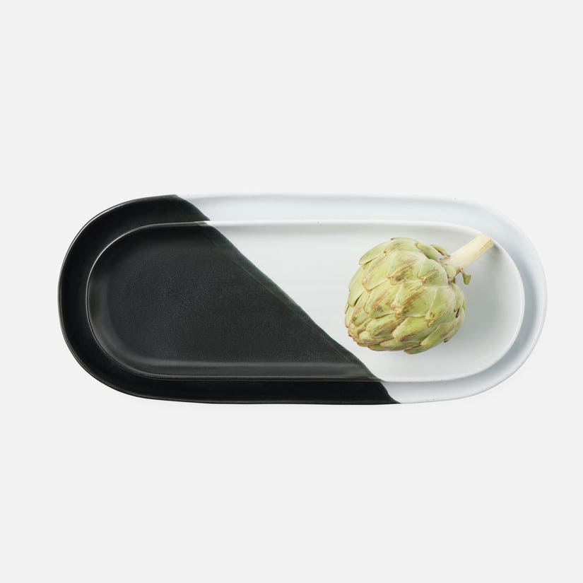 Landen Serving Platter Set/2 - Black & White