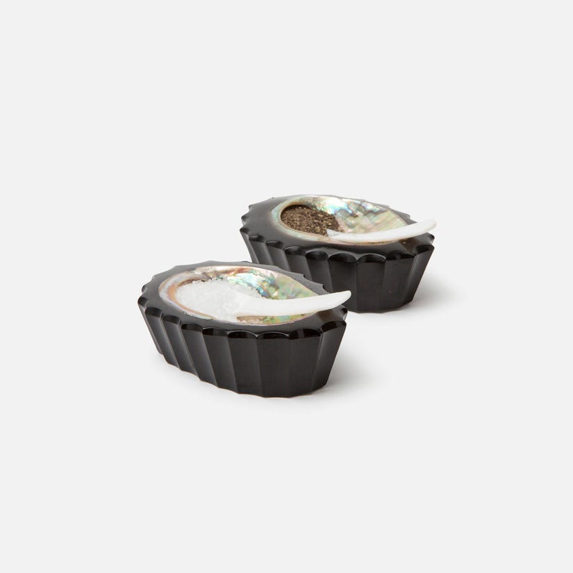 Tilda Resin/Shell Pinch Bowls - Black/Abalone
