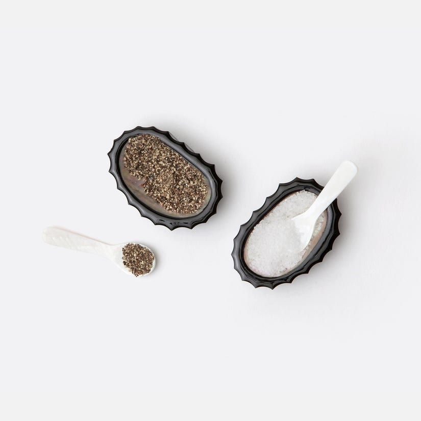 Tilda Resin/Shell Pinch Bowls - Black/Abalone