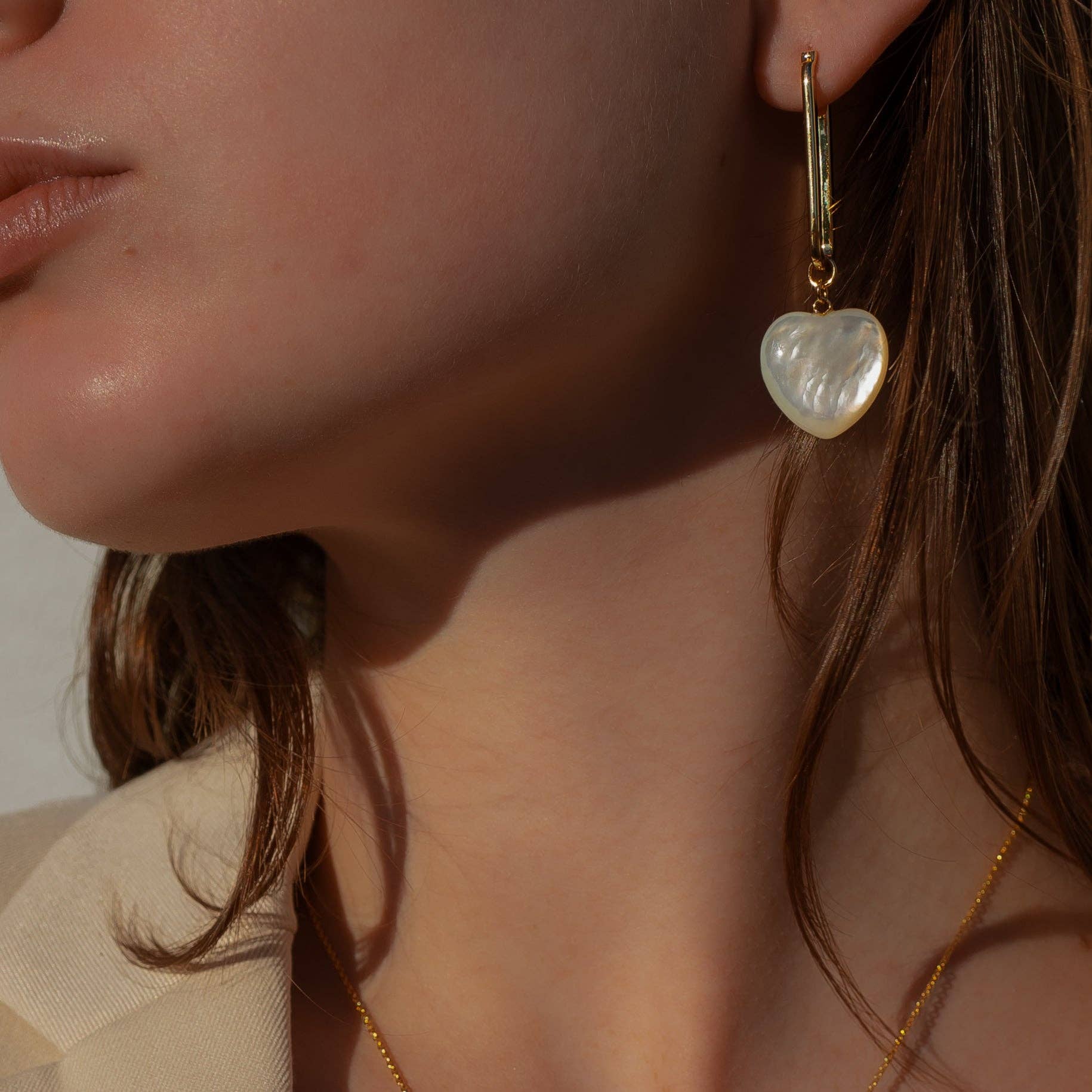 Gemma Mother of Pearl Heart Earrings