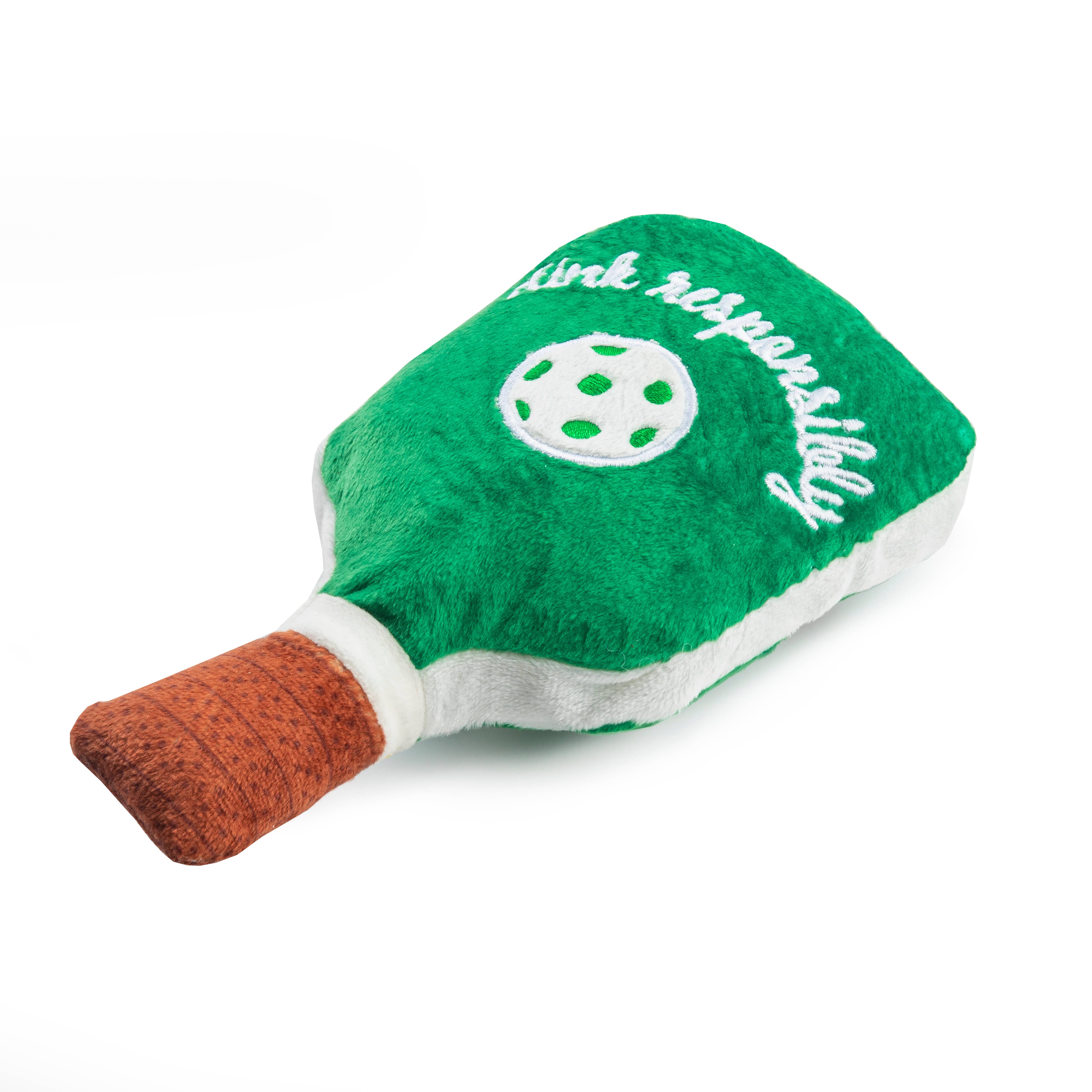 Green Stripe Pickleball Paddle Squeaker Dog Toy
