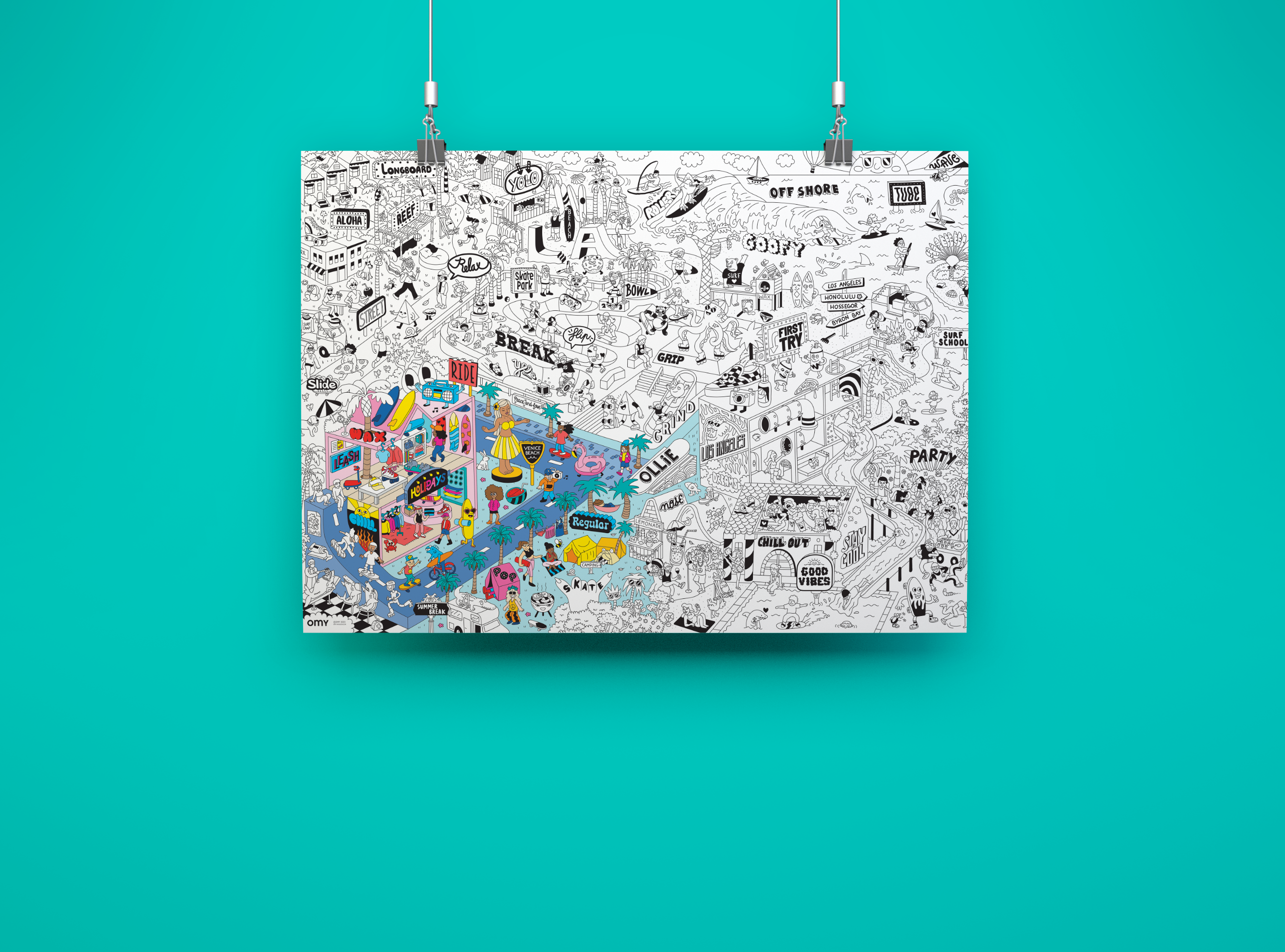 Giant Coloring Poster - Surf & Skate