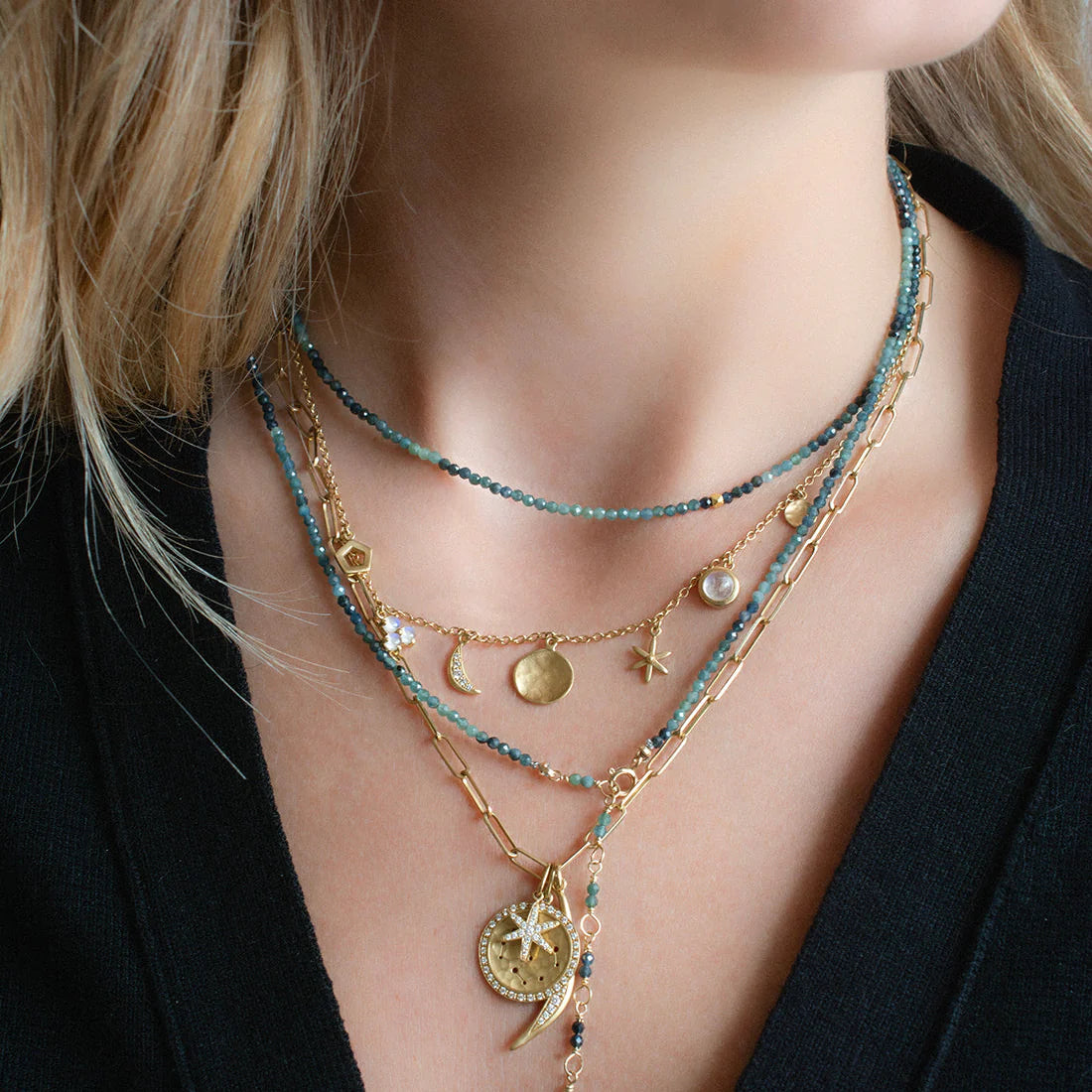 Blue Tourmaline Wrap Bracelet - Necklace