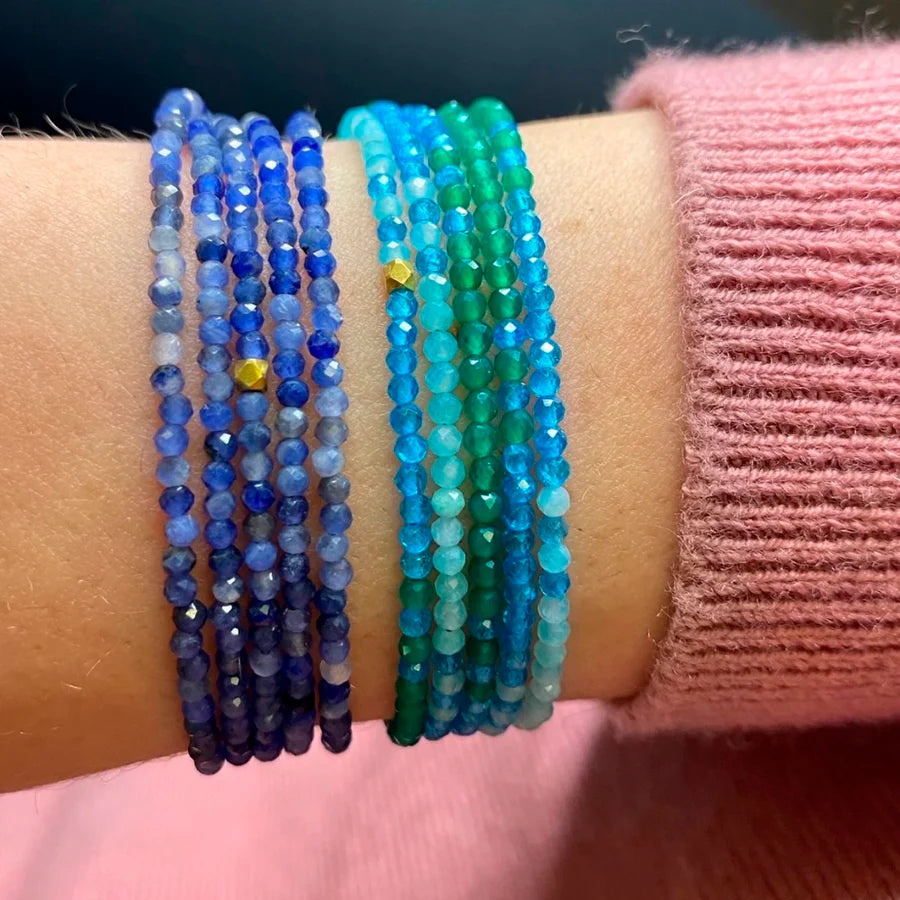 Ombre 'Ocean' Green Onyx, Apatite and Amazonite Wrap Bracelet - Necklace