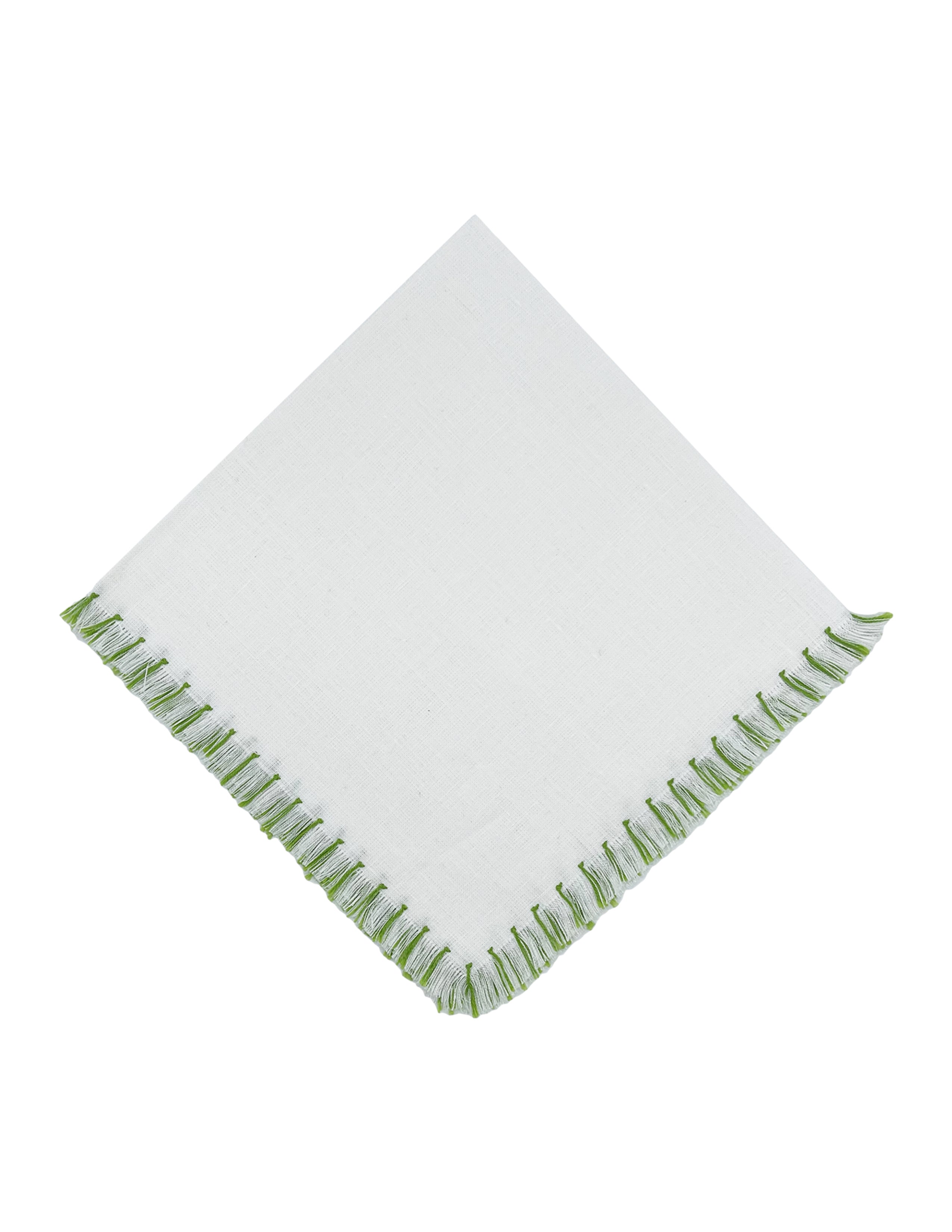 Hand Knotted Fringe Napkin Set/4 - White/Bali