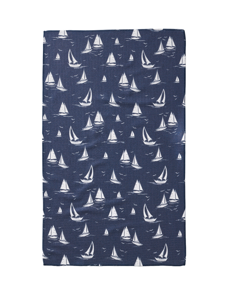 Microfiber Kitchen Tea Towel - Navy Race Day