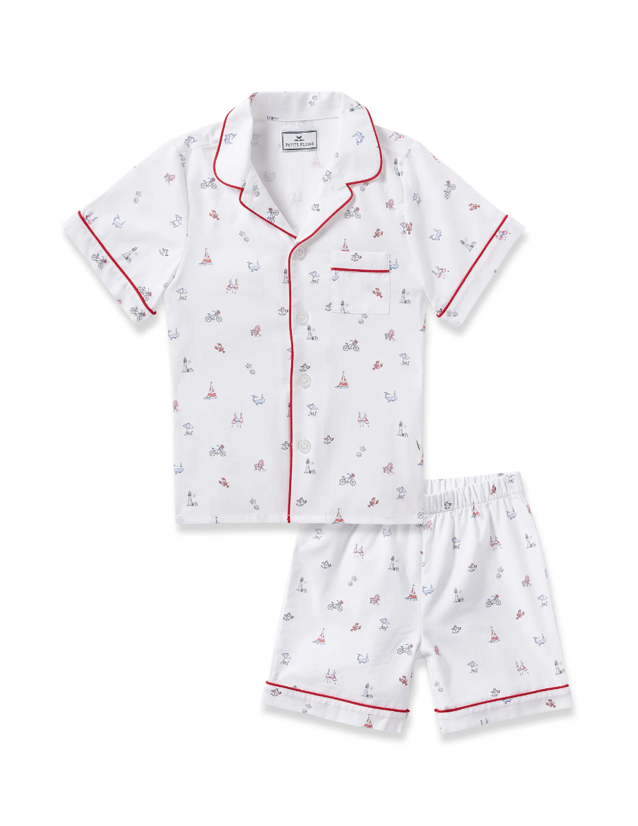 Kid's Twill Short Sleeve Short Set - Coastal Charms