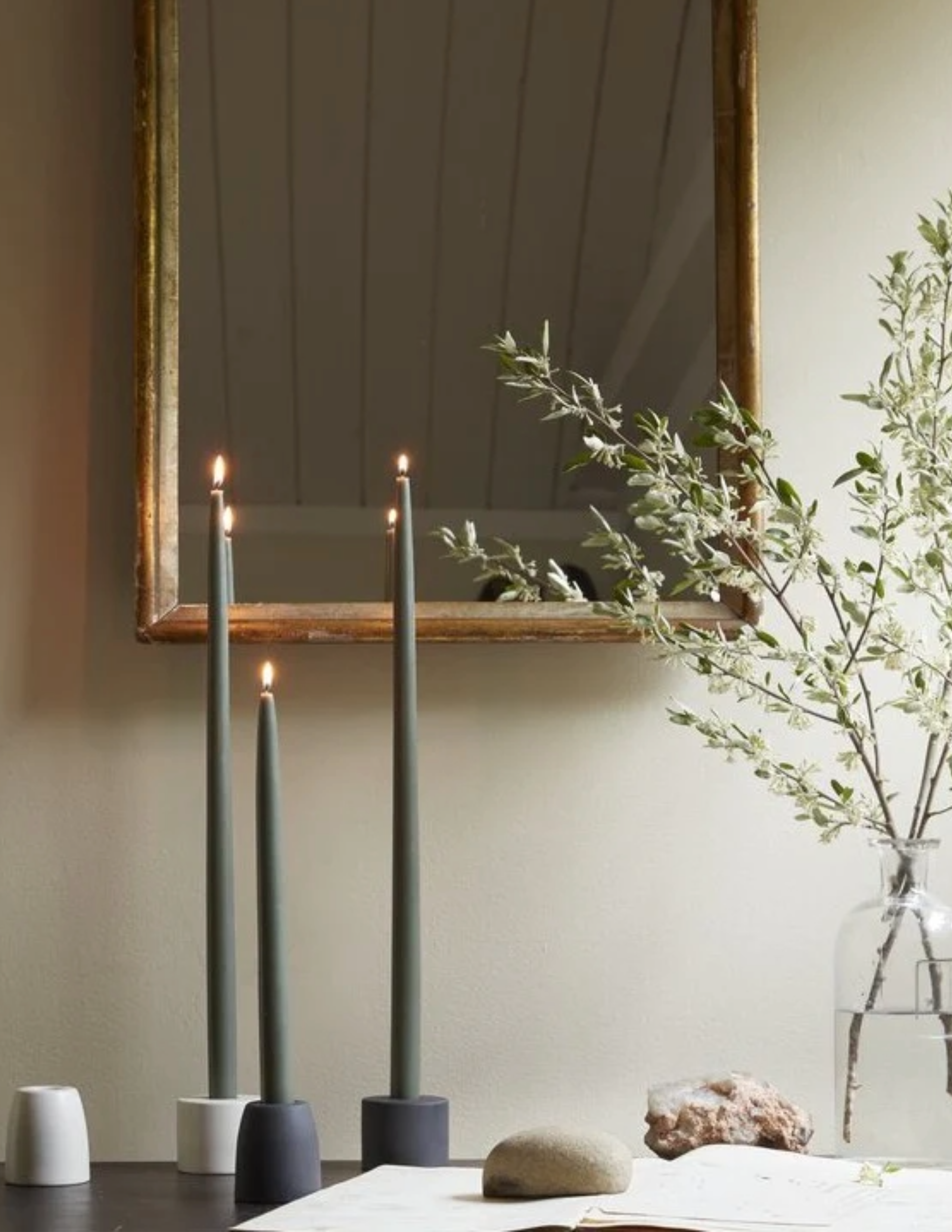 Dipped Taper Candles - Moss
