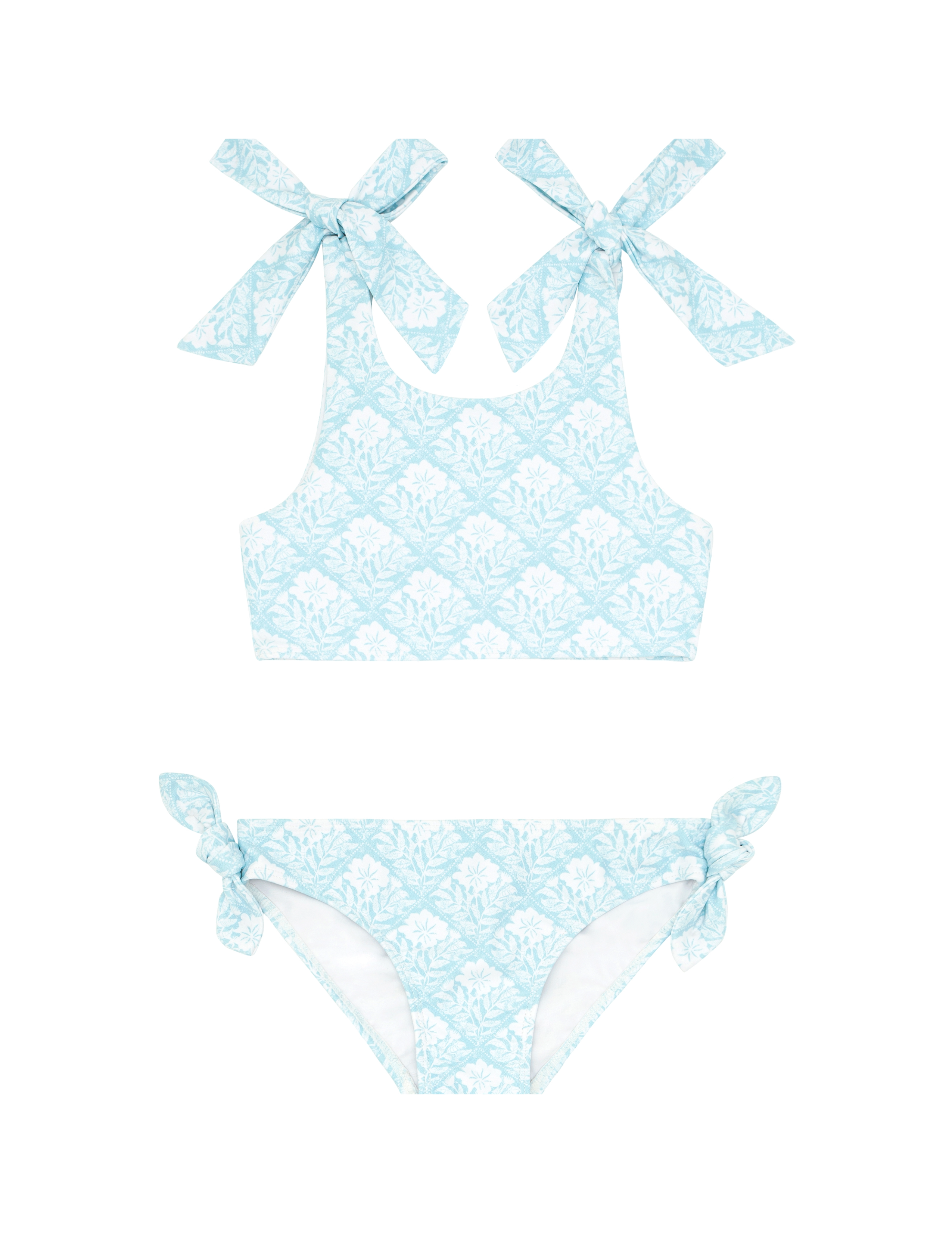 Girls Hibiscus Quilt Tie Knot Bikini