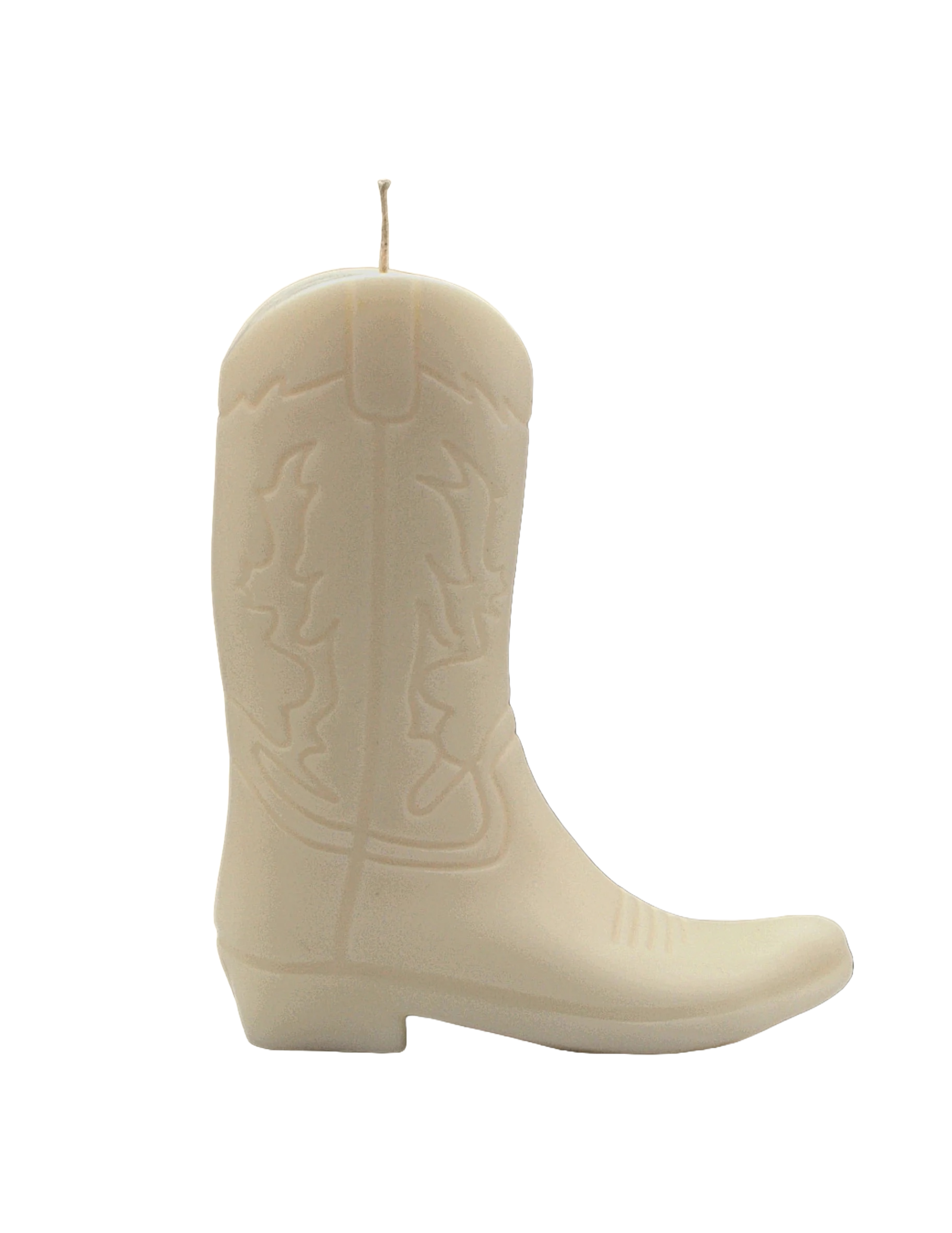 Cowboy Boot Candle - White
