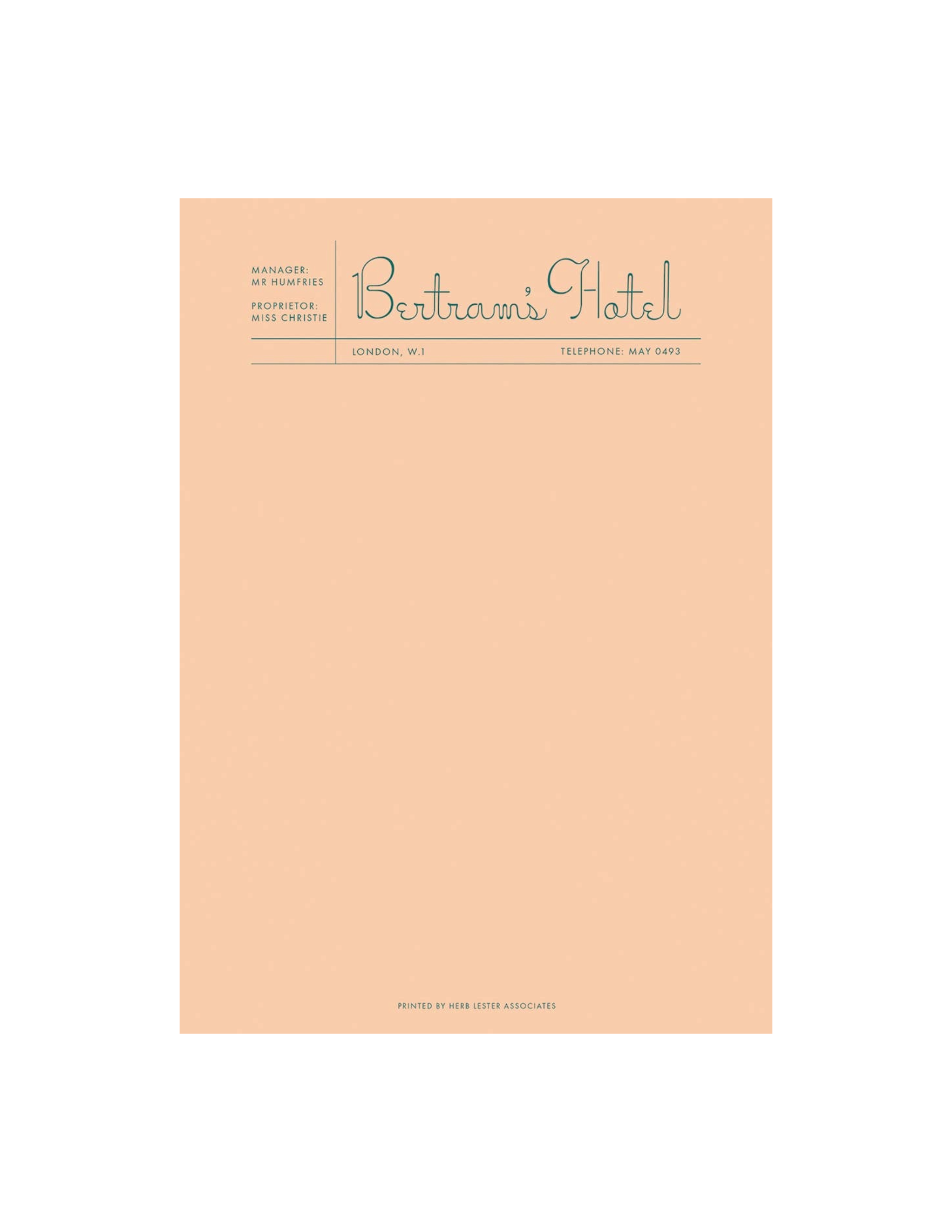 Bertram's Hotel: Fictional Hotel Notepad Set