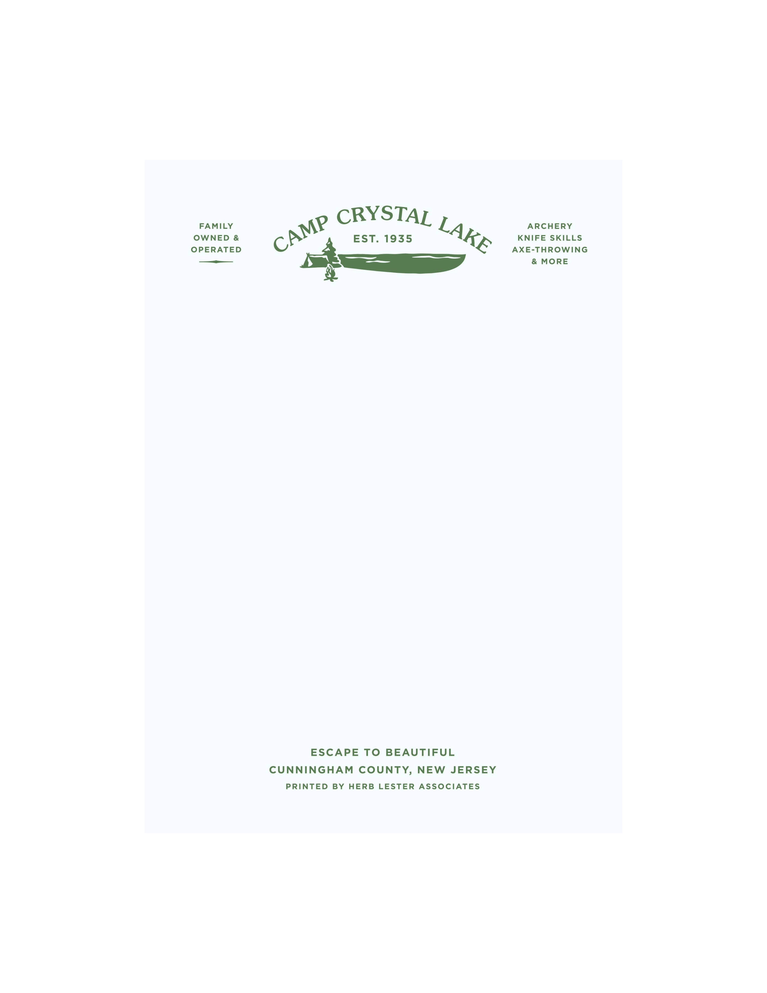 Camp Crystal Lake: Fictional Hotel Notepad Set
