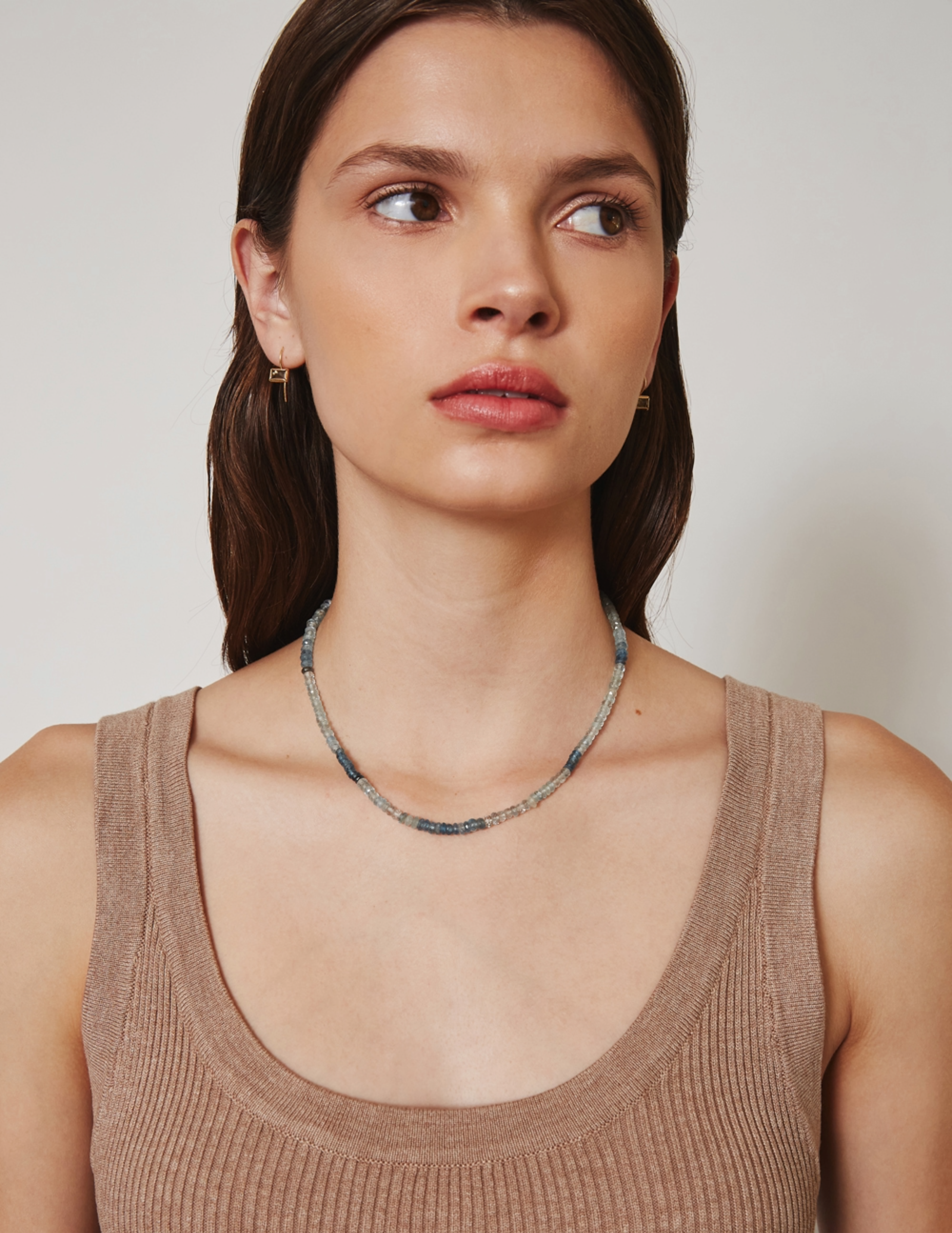 14K Aquamarine Mix Bead Necklace