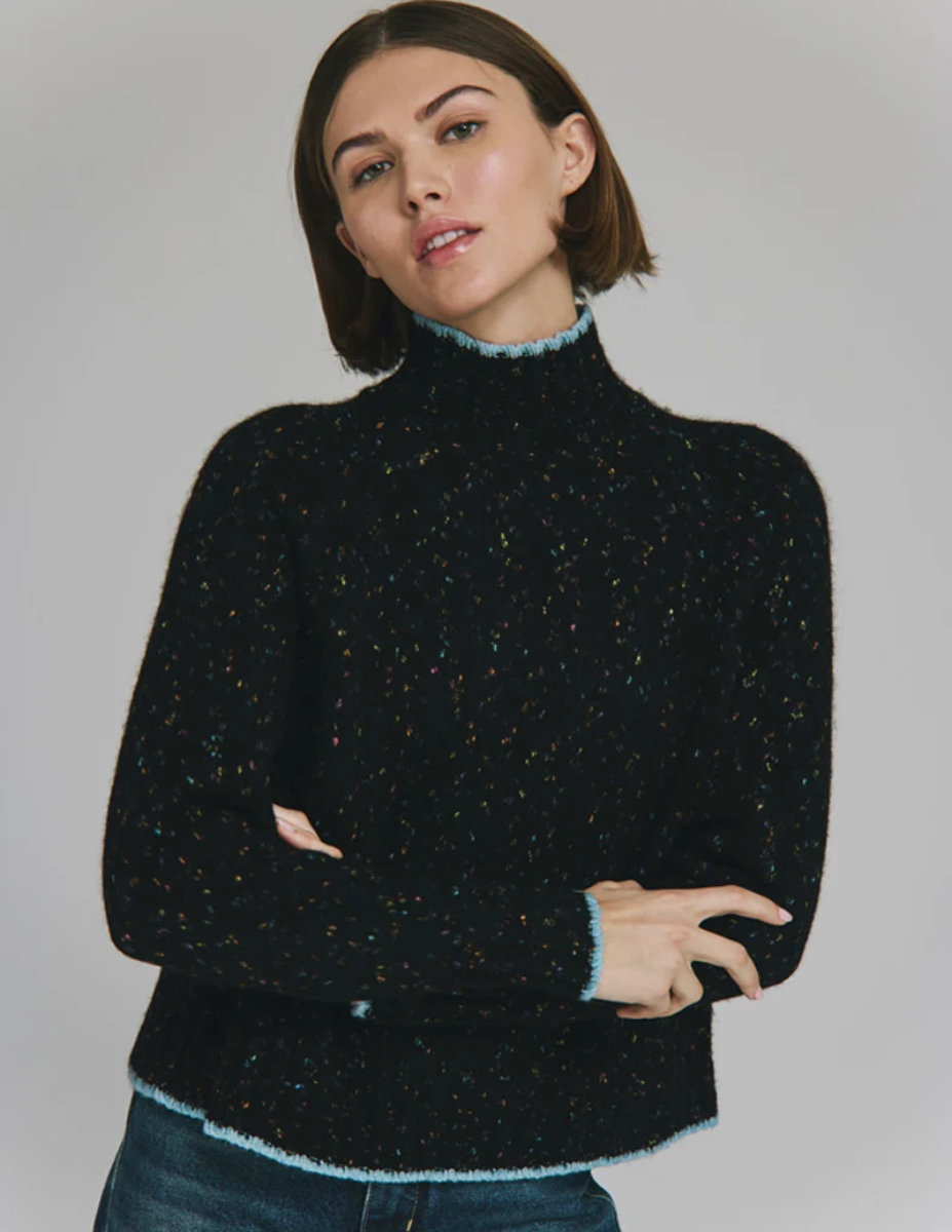 Tipped Tweed Mock Sweater - Celestial Combo