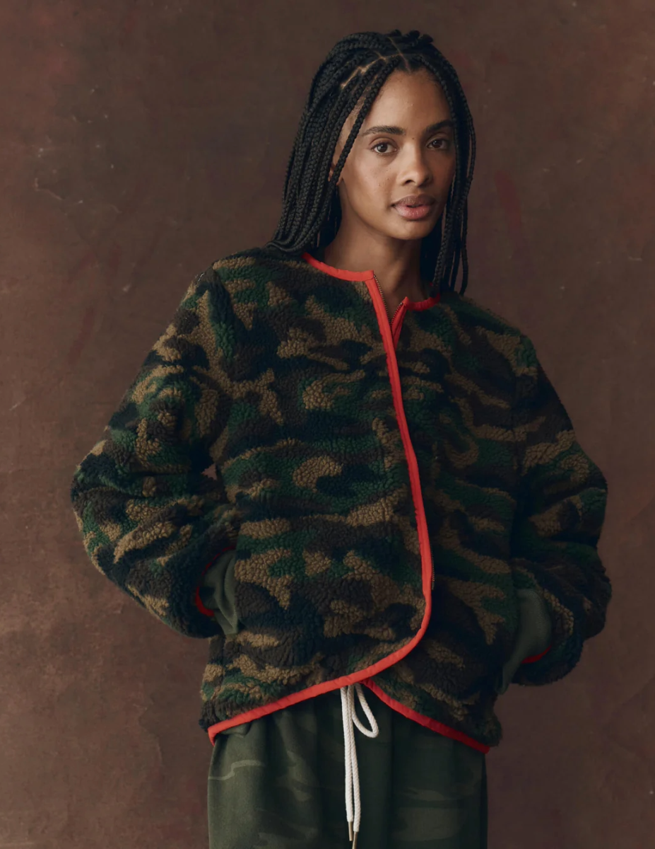 The Reversible Plush Bomber - Camo and Hot Red