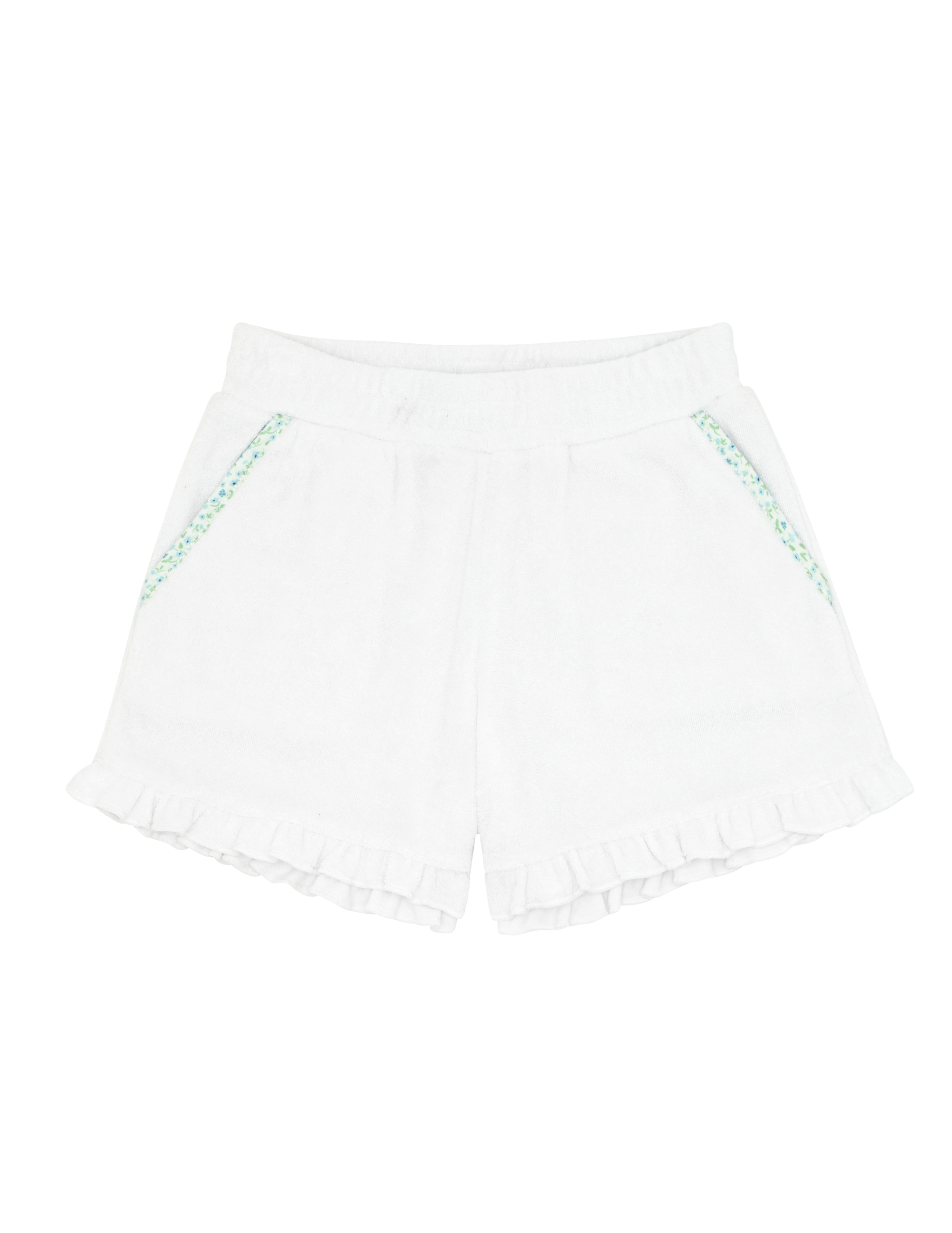 Girls White French Terry Ruffle Short