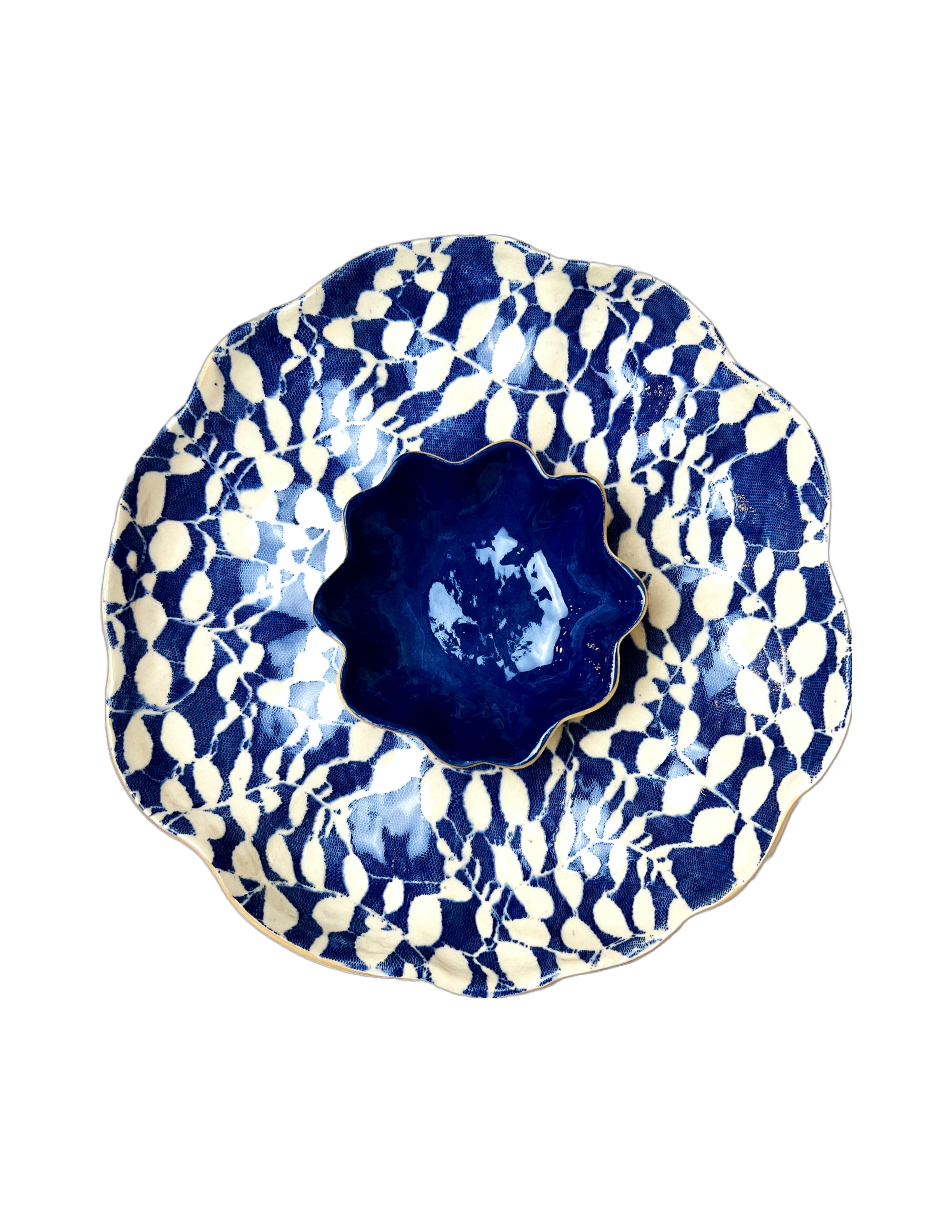 Large Scallop Bowl - Cobalt Aspen