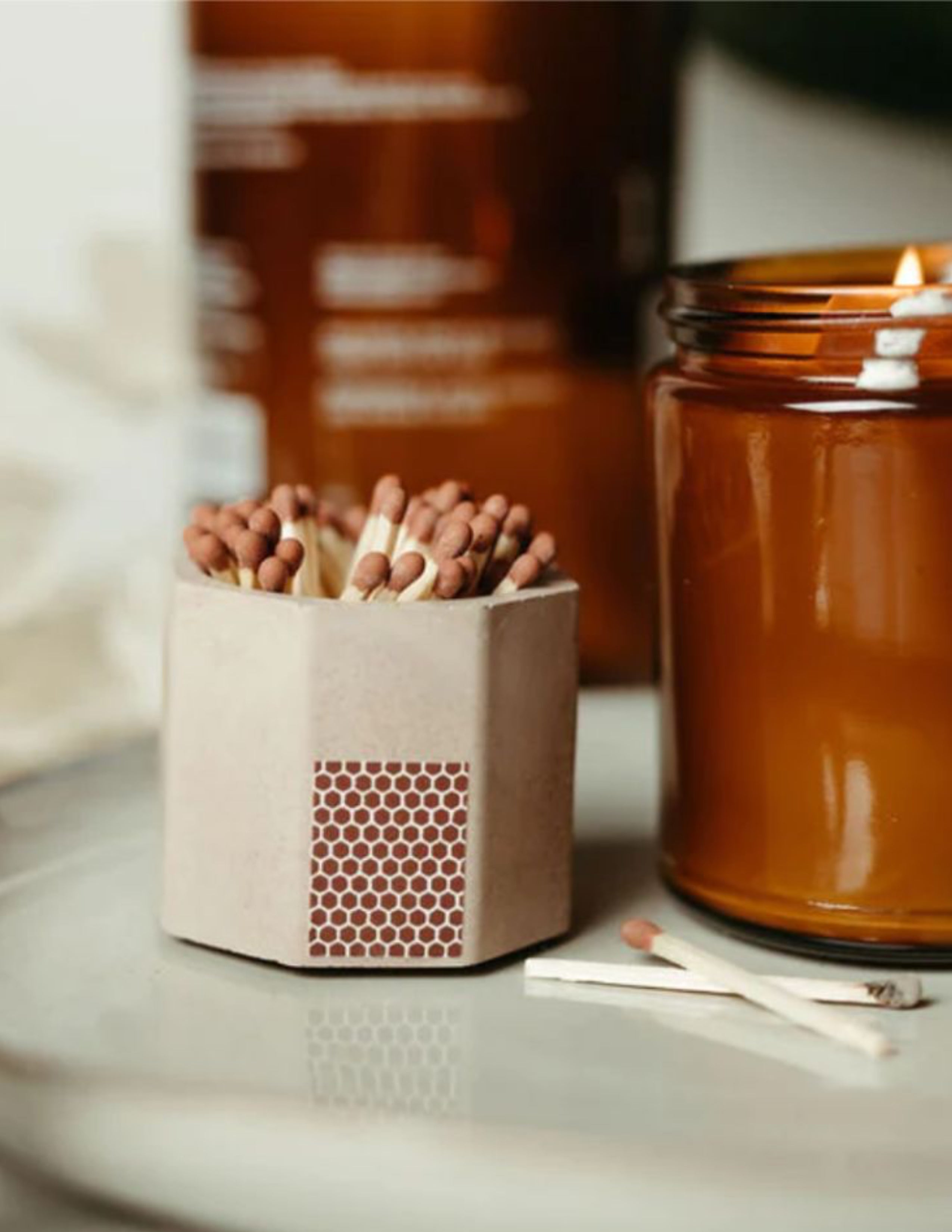 Match Striker & Matches - Brown/Brown
