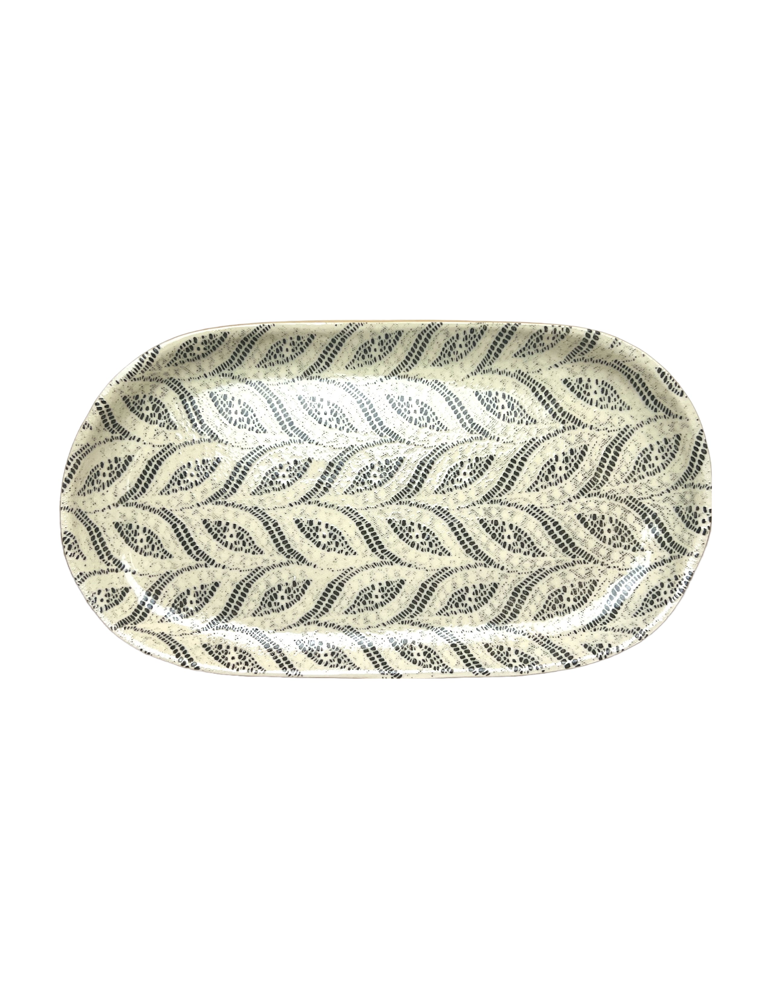 Large Fish Platter - Charcoal Paisley