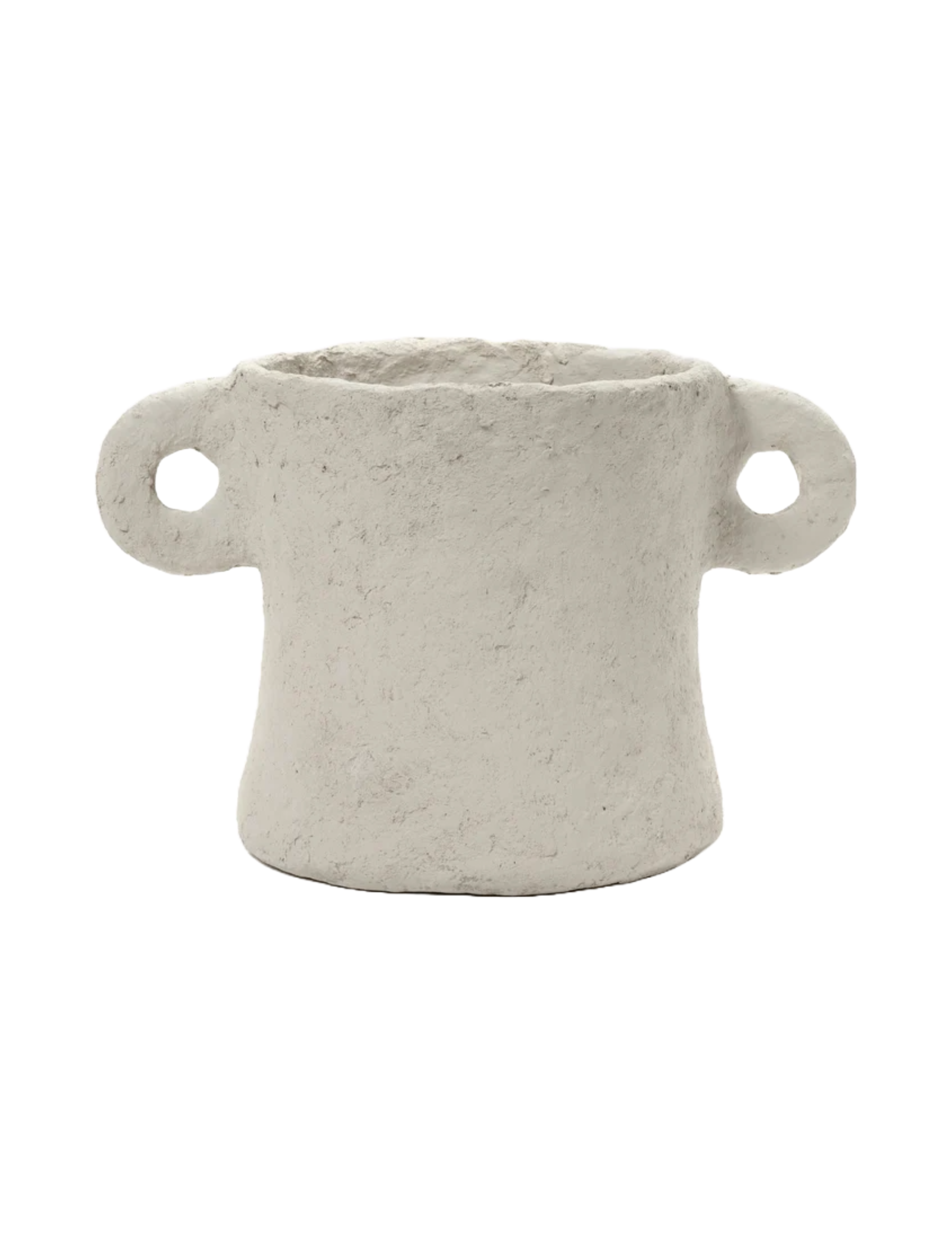 Large Beige Papier Mache Pot