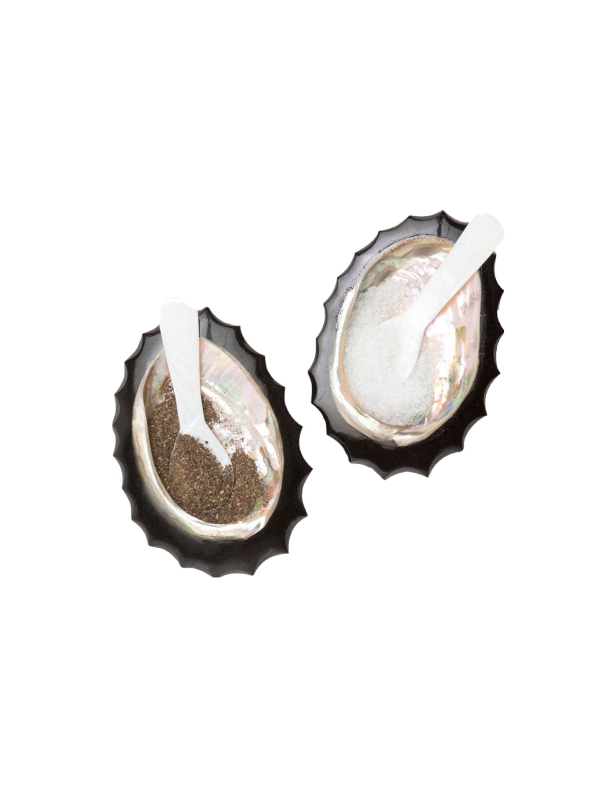 Tilda Resin/Shell Pinch Bowls - Black/Abalone