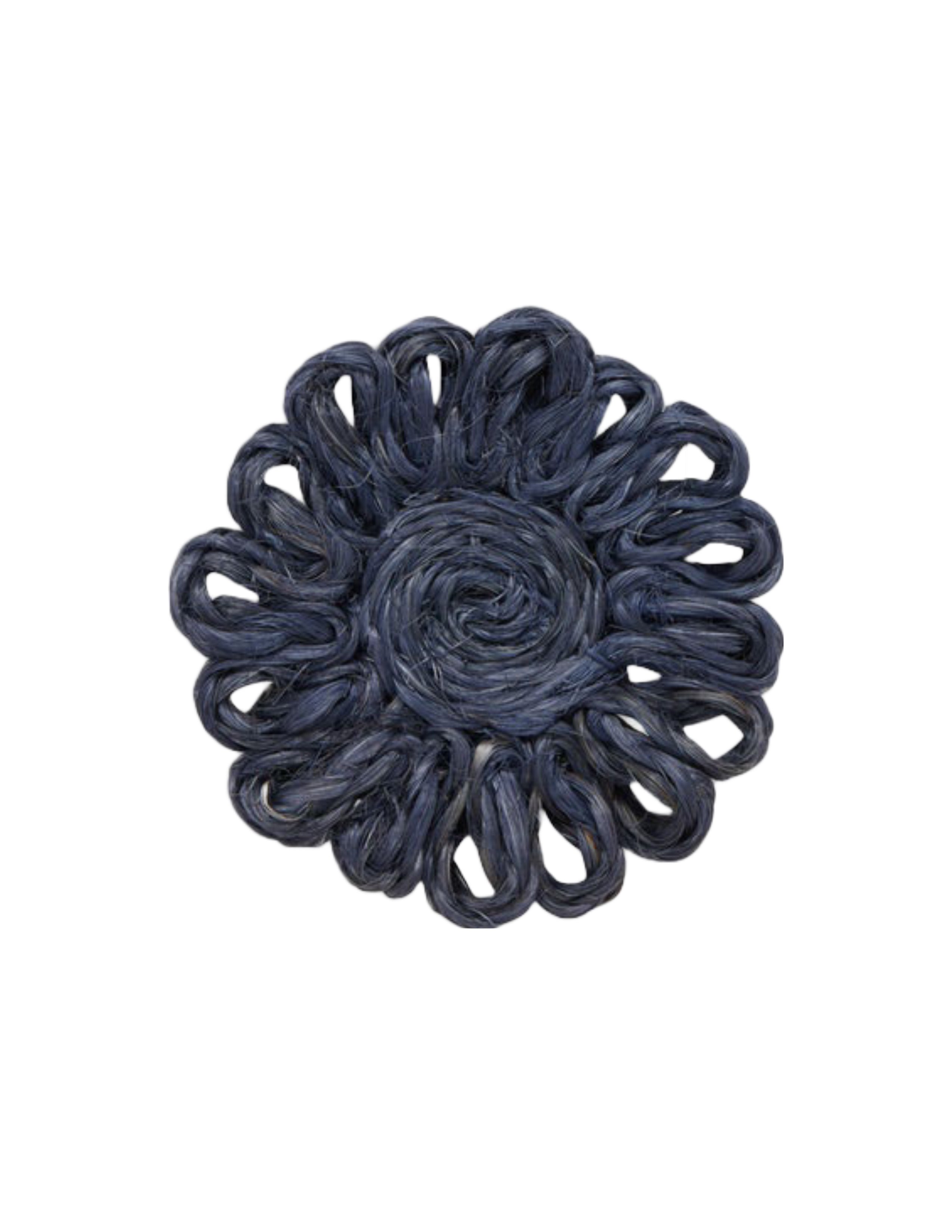 Teigan Abaca Floral Coaster Boxed Set of 4 - Navy
