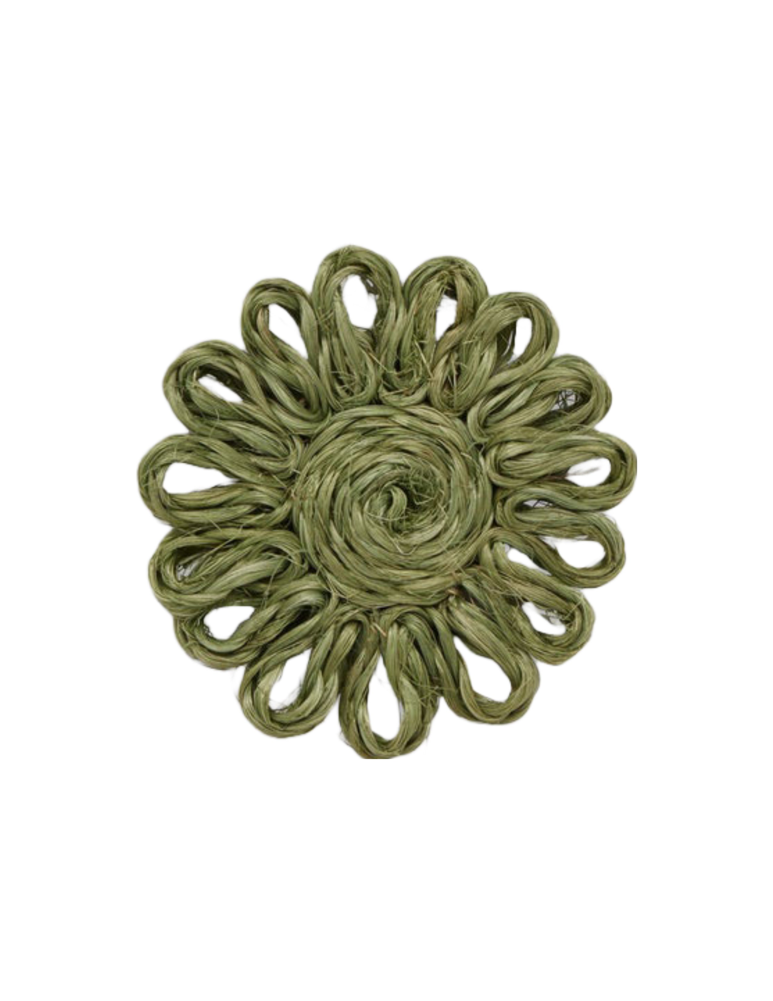 Teigan Abaca Floral Coaster Boxed Set of 4 - Olive