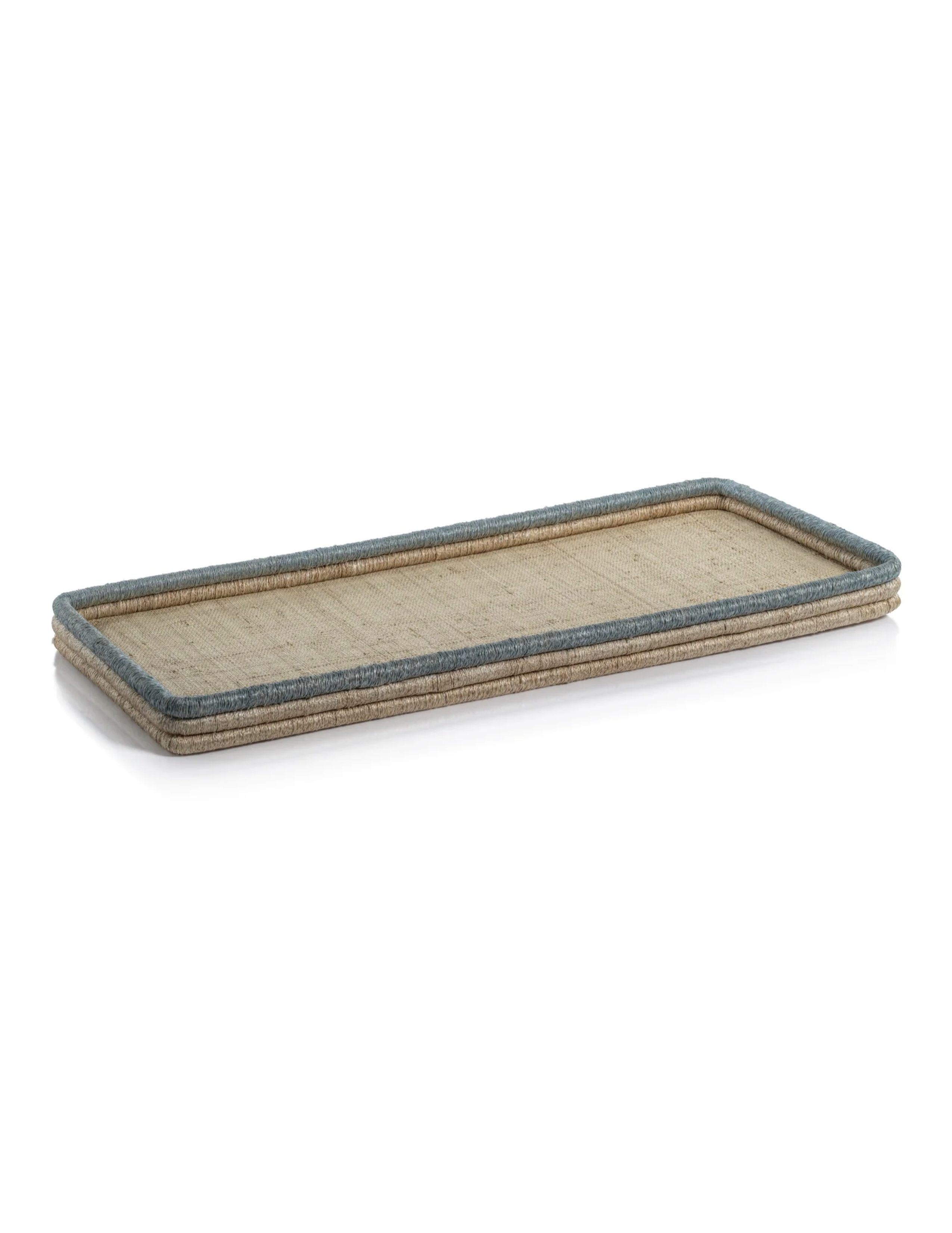 La Côte Coiled Rattan and Abaca Rectangular Serving Tray