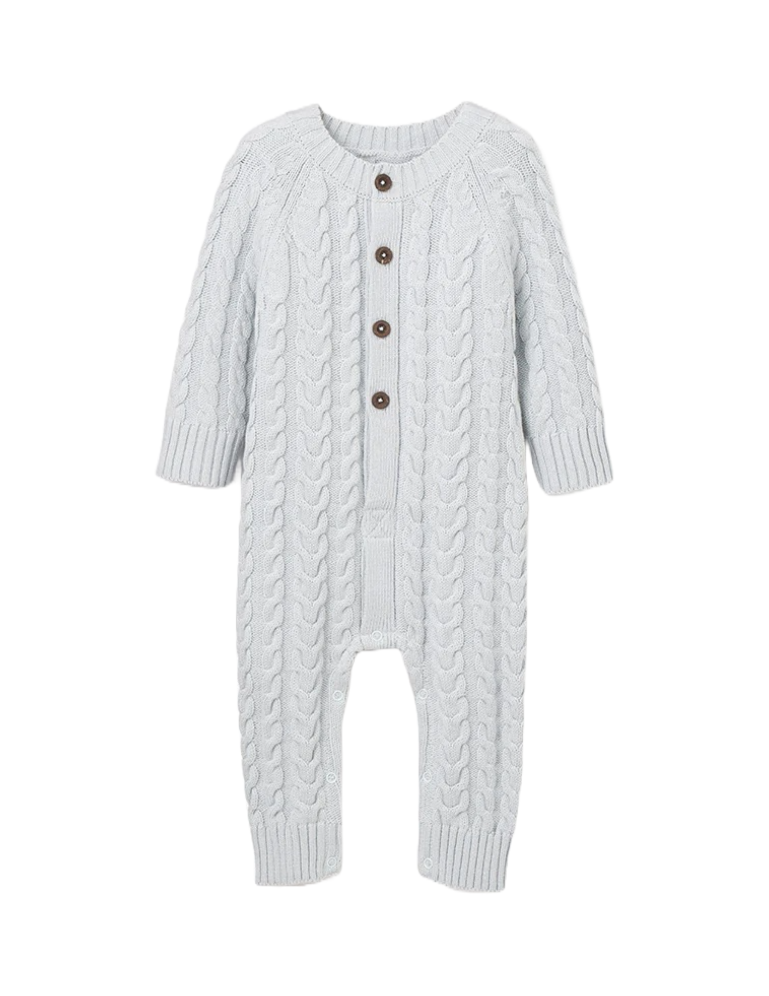 Horseshoe Cable Knit Baby Jumpsuit - Pale Blue