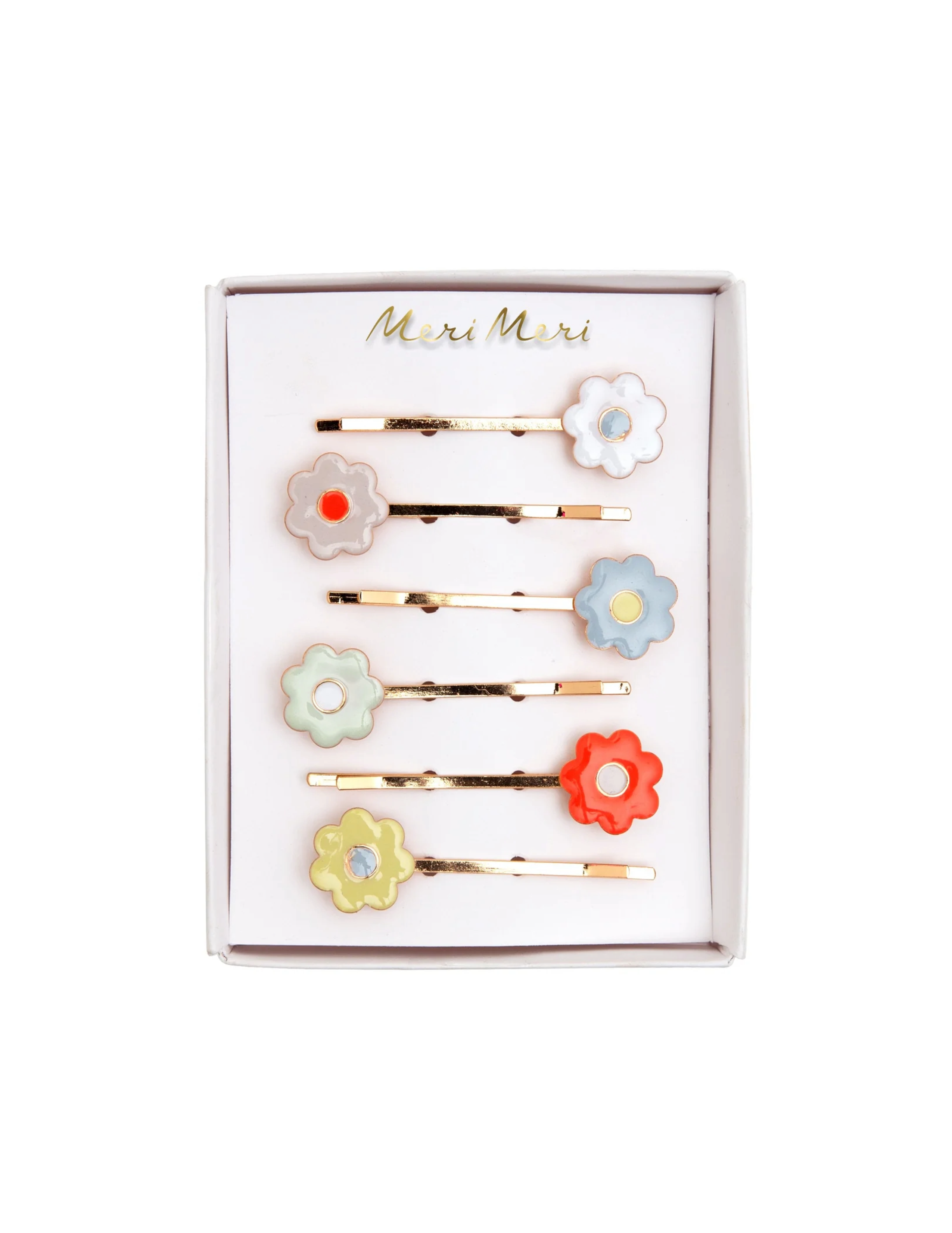 Enamel Hair Slides - Daisy