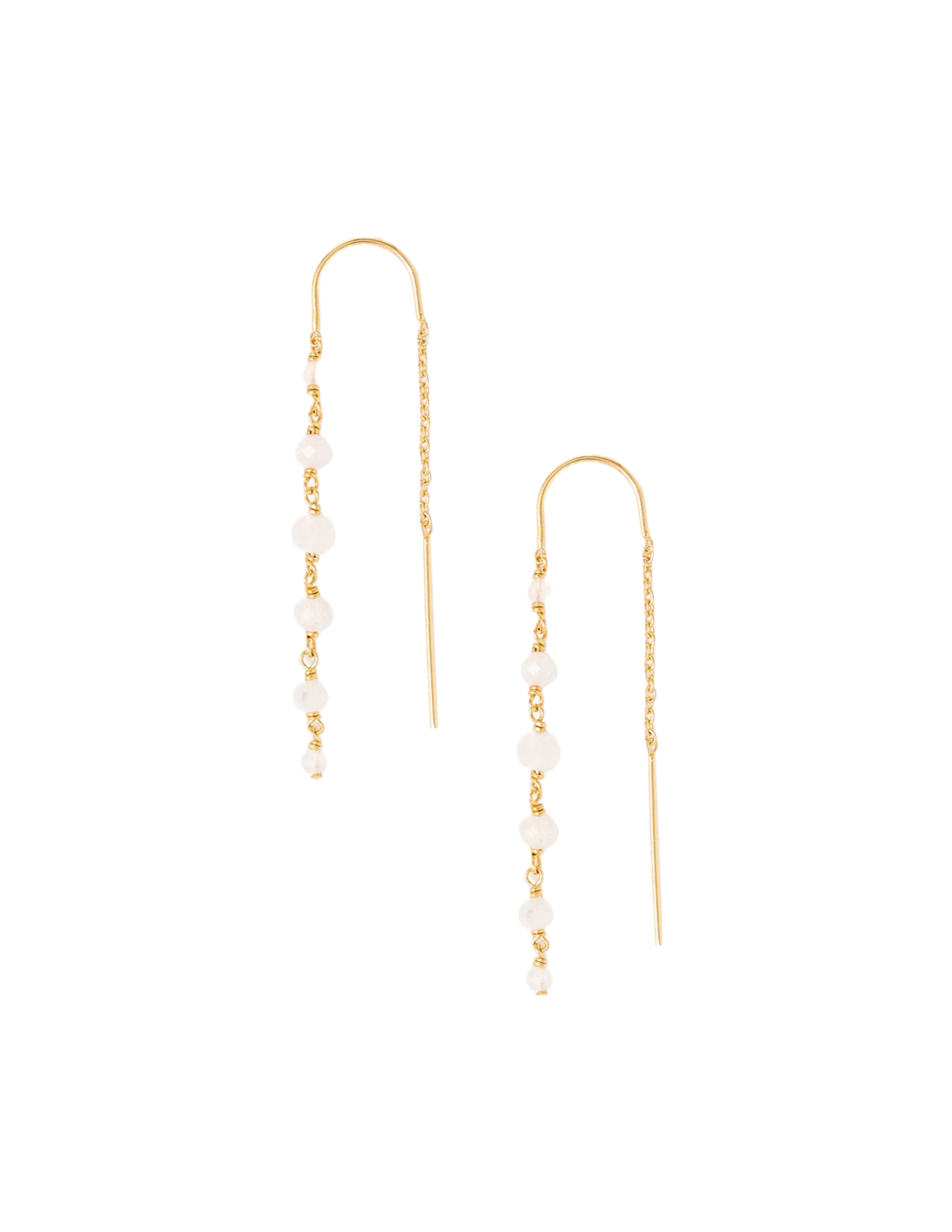 Moonstone Triple Tread Thru Earrings