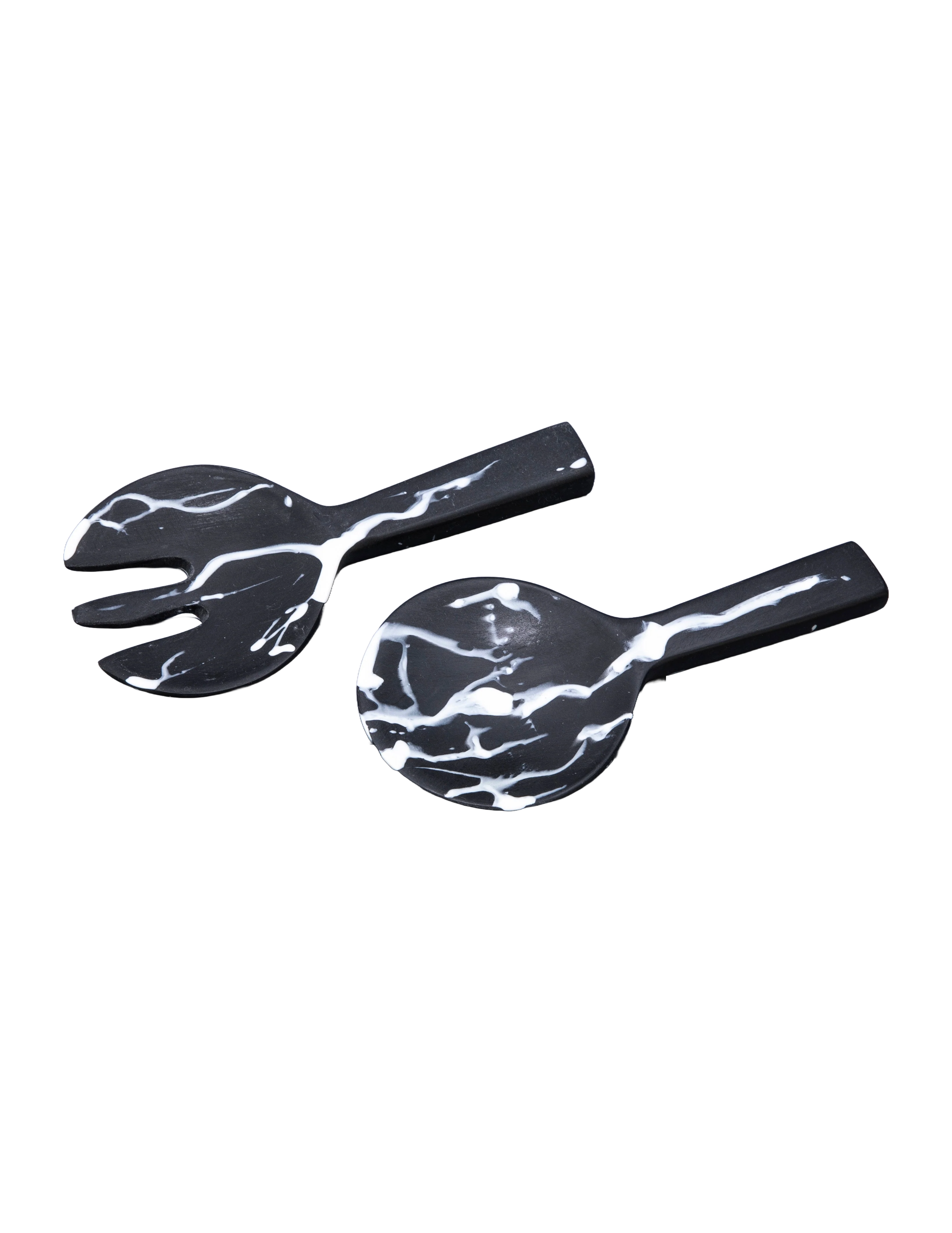Short Handle 2pc Servers - Black with White Splatter