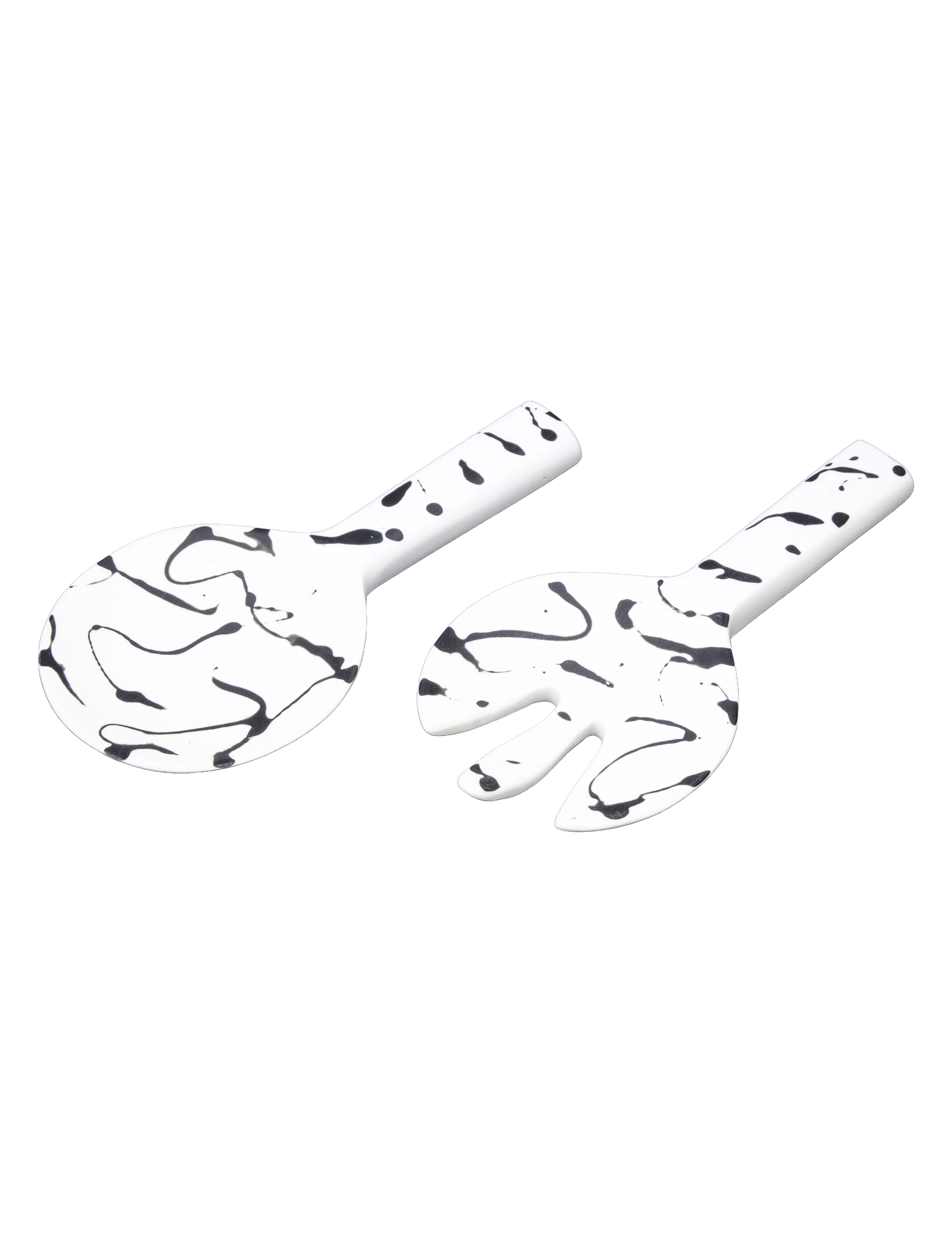 Jumbo 2pc Servers - White with Black Splatter