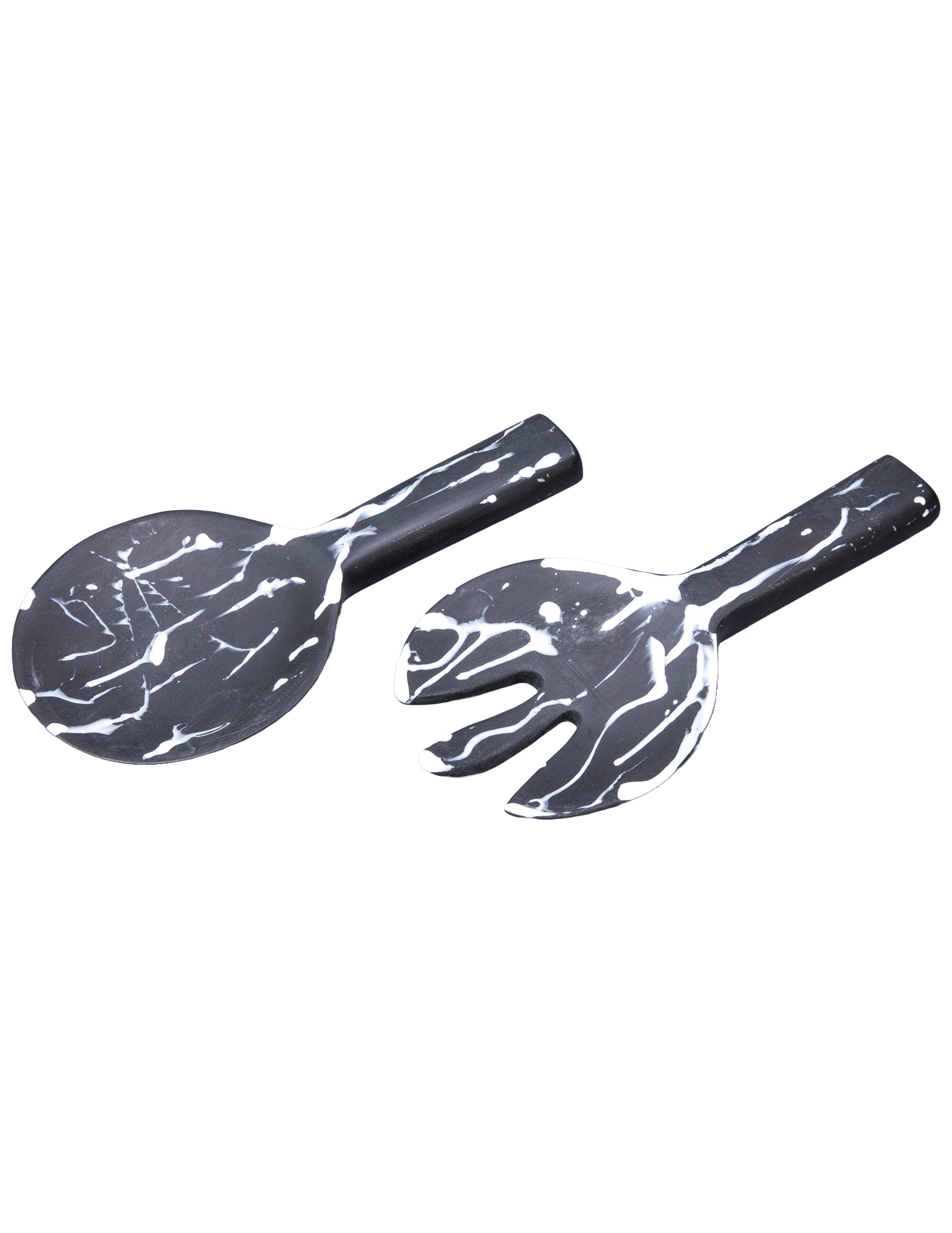 Jumbo 2pc Servers - Black with White Splatter