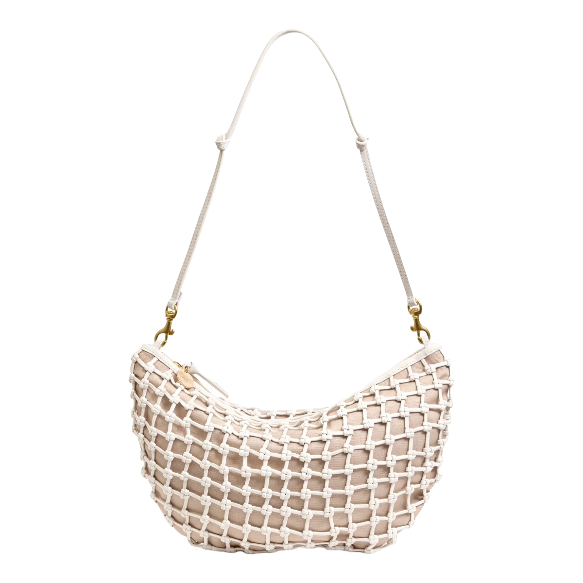 Lune Handbag - White Knot Woven Leather