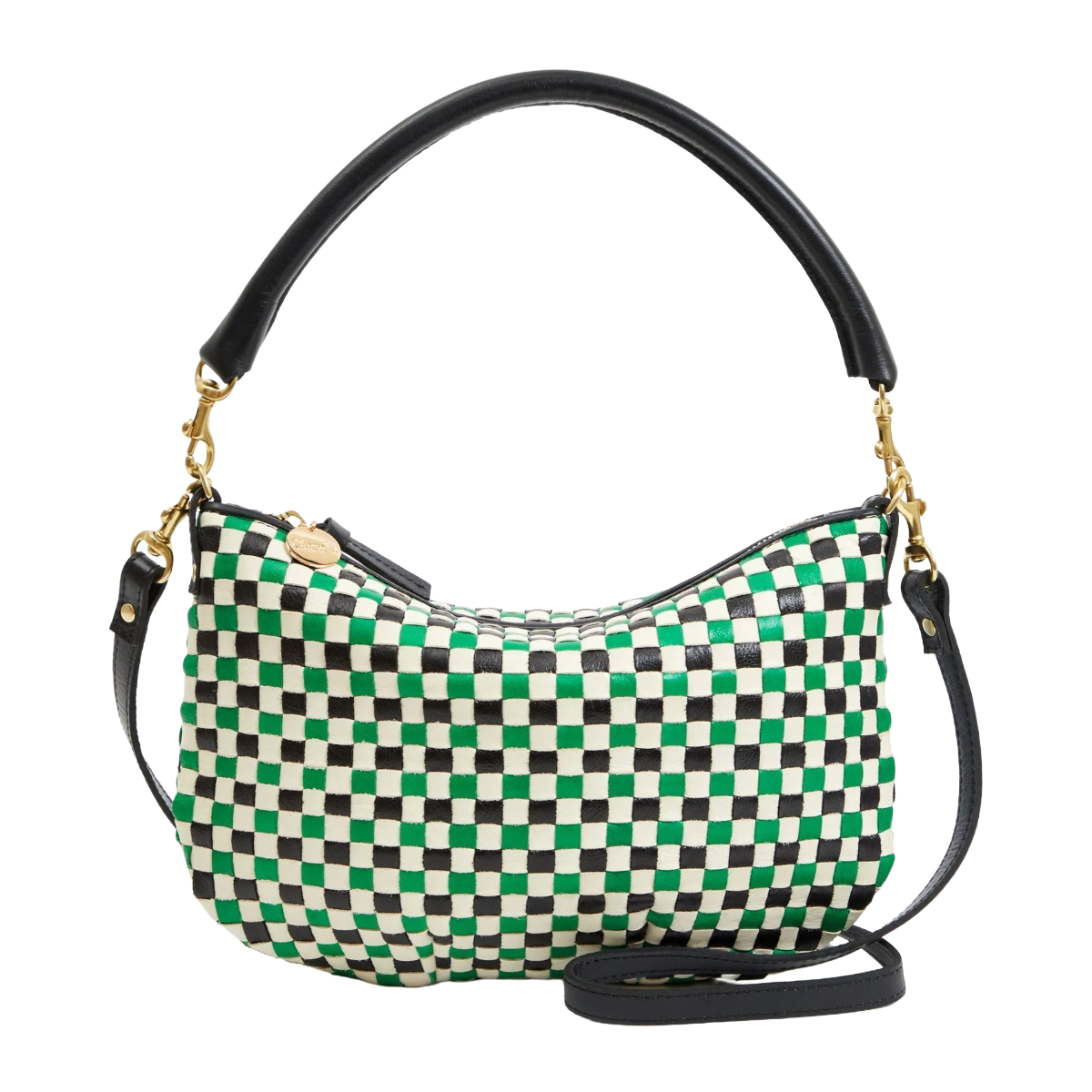 Petite Moyen Messenger - Green Apple Woven Checker
