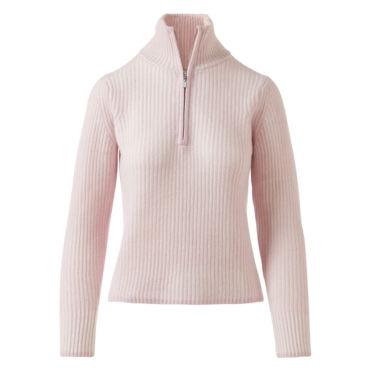 Plaited Rib Zip Mock Sweater - Ballet