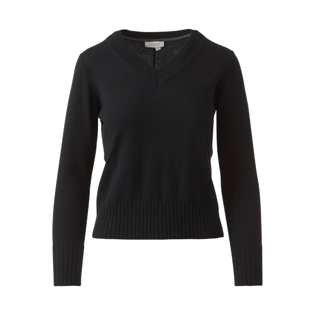 Tipped Vee Neck Sweater - Black