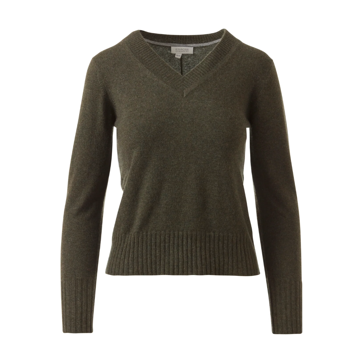 Tipped Vee Neck Sweater - Loden