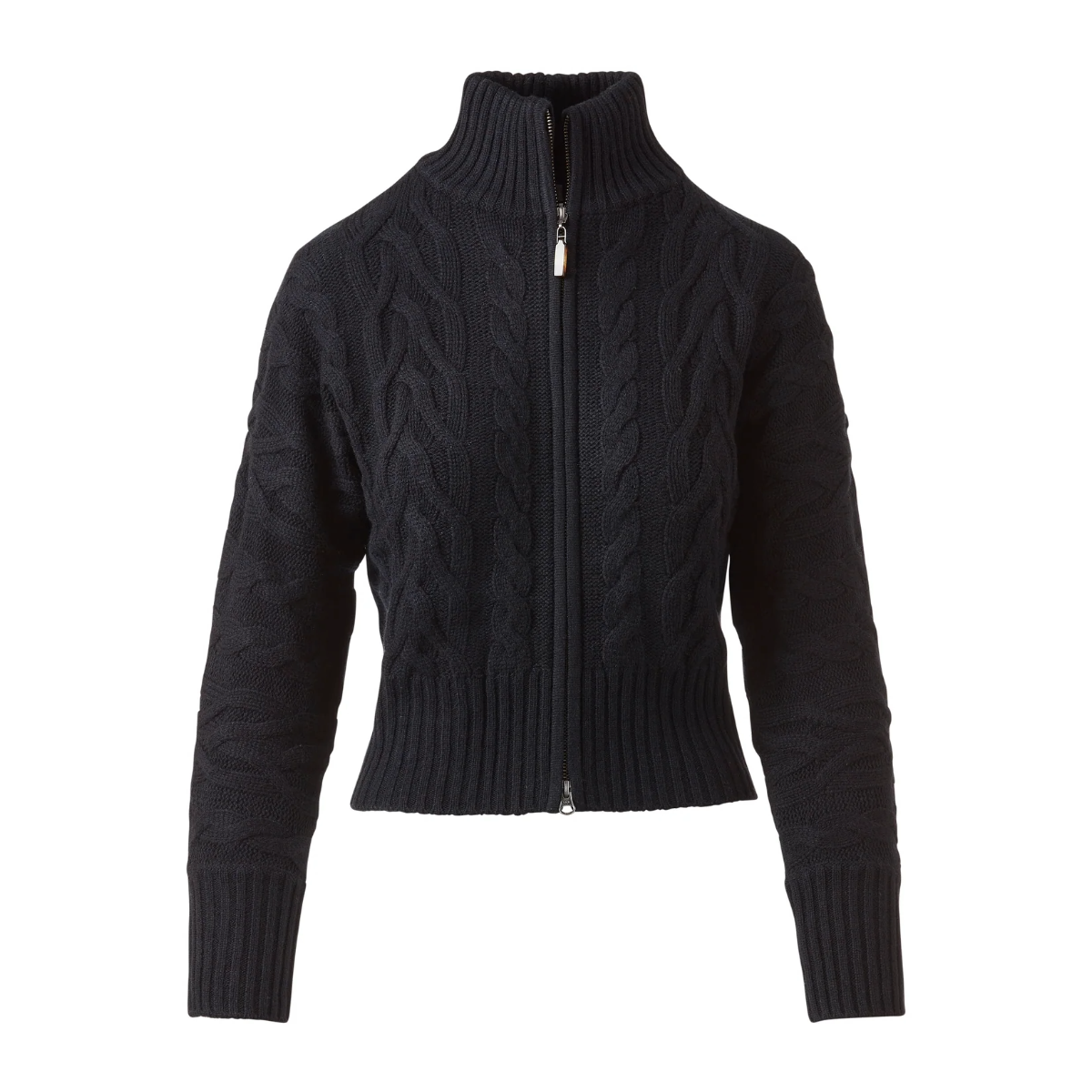 Luxe Cable Zip Cardigan - Black